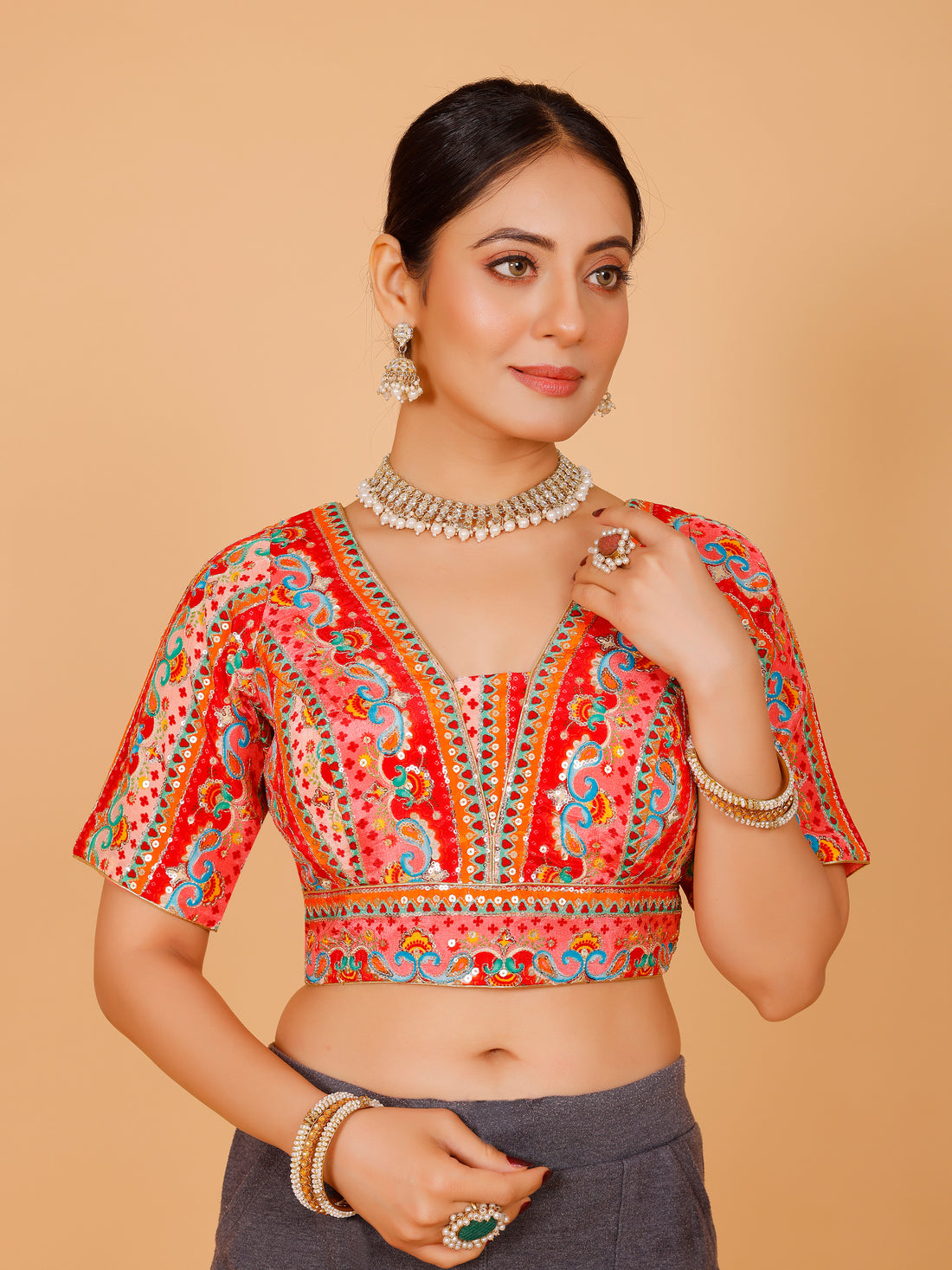 Ladies Silk Sequin Work Blouse