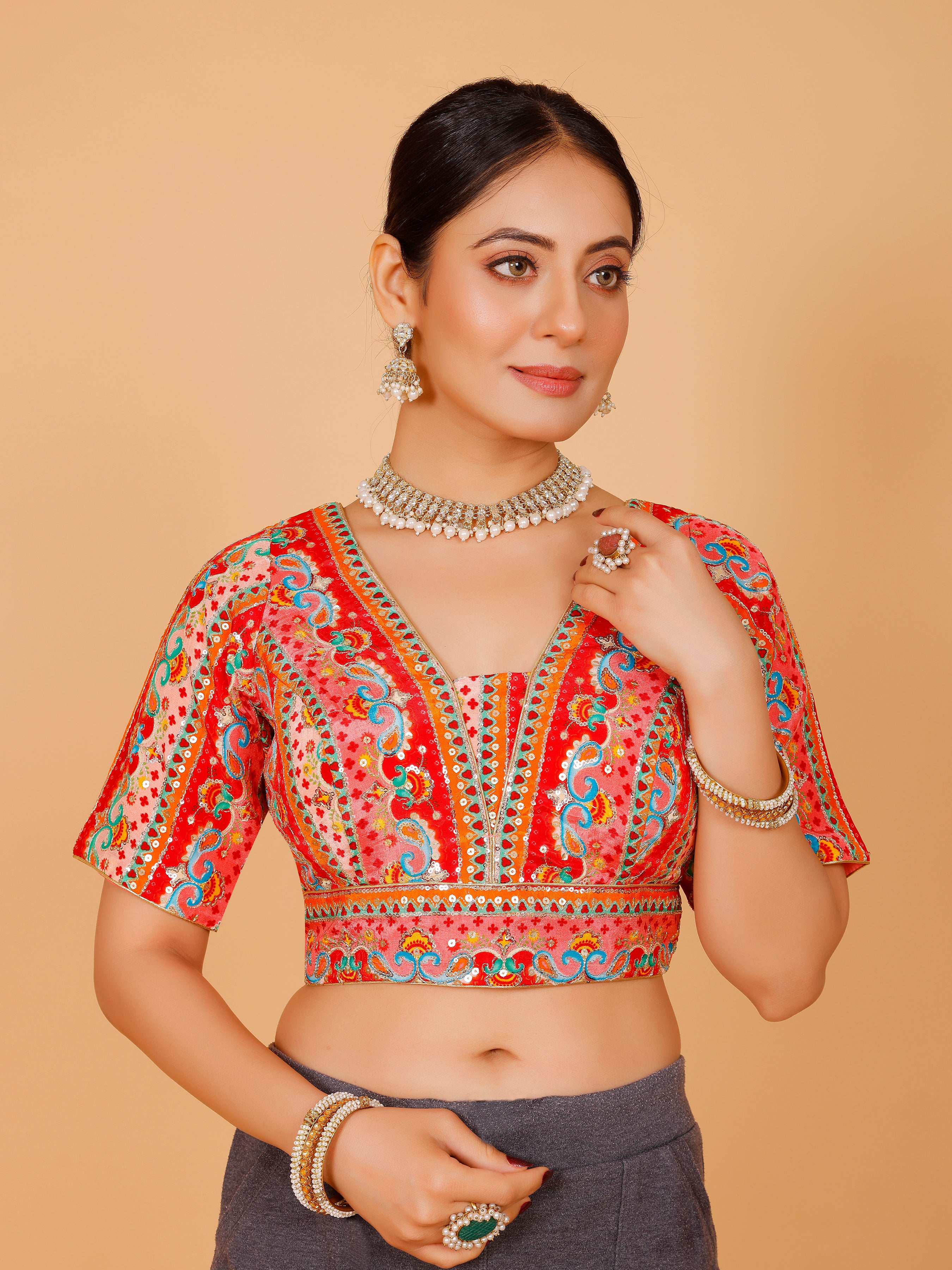 Ladies Silk Sequin Work Blouse