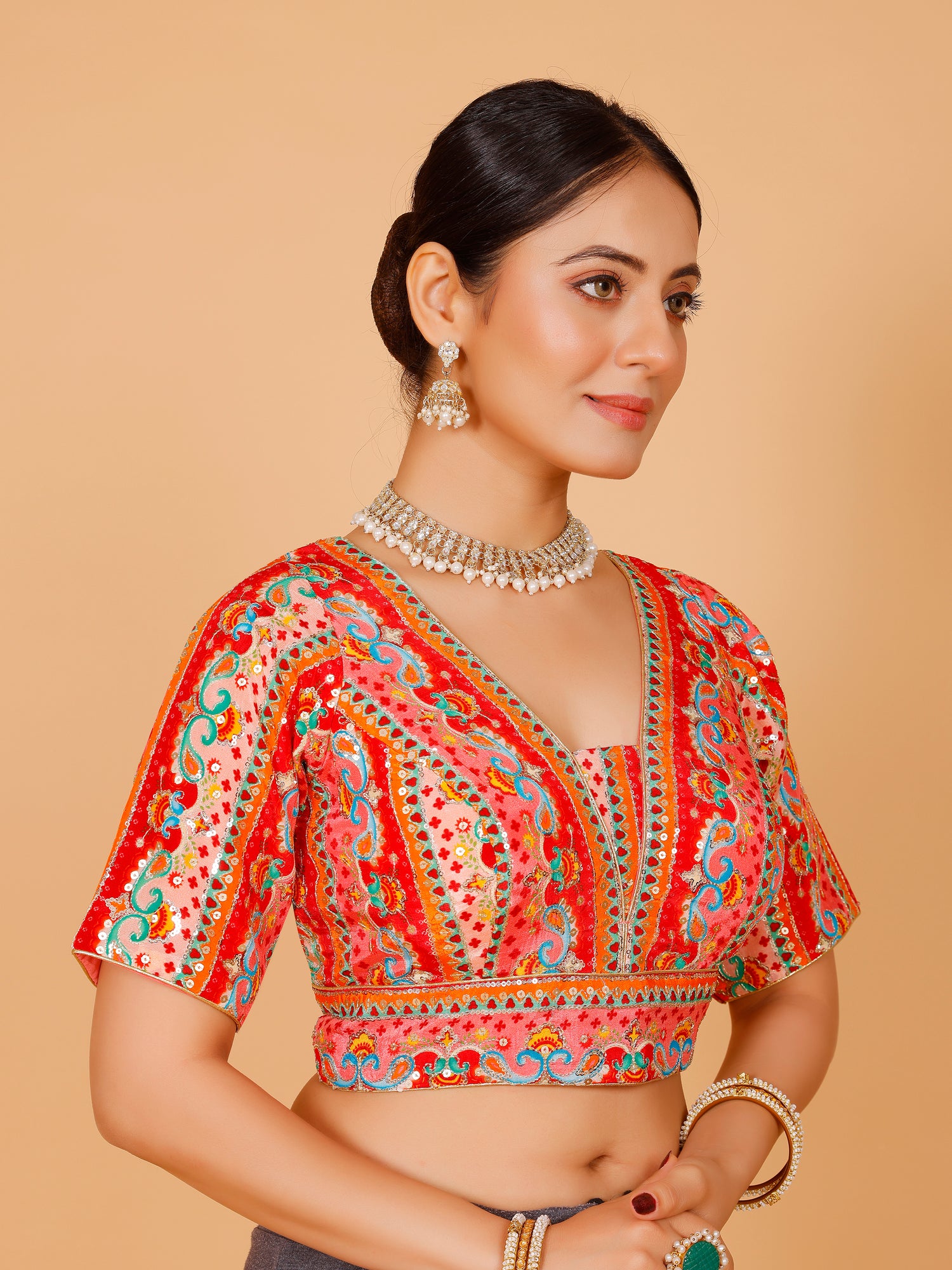 Ladies Silk Sequin Work Blouse