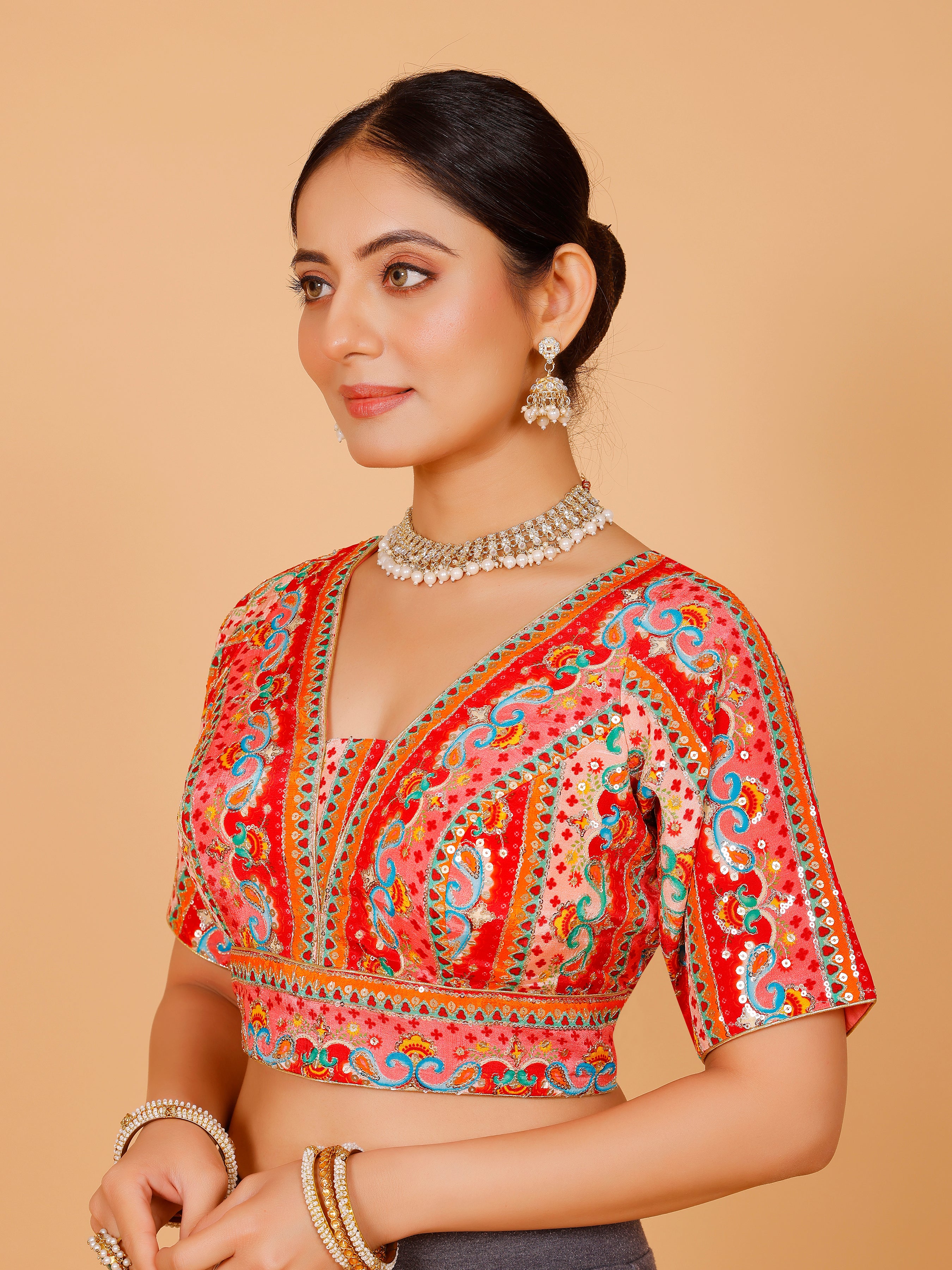 Ladies Silk Sequin Work Blouse