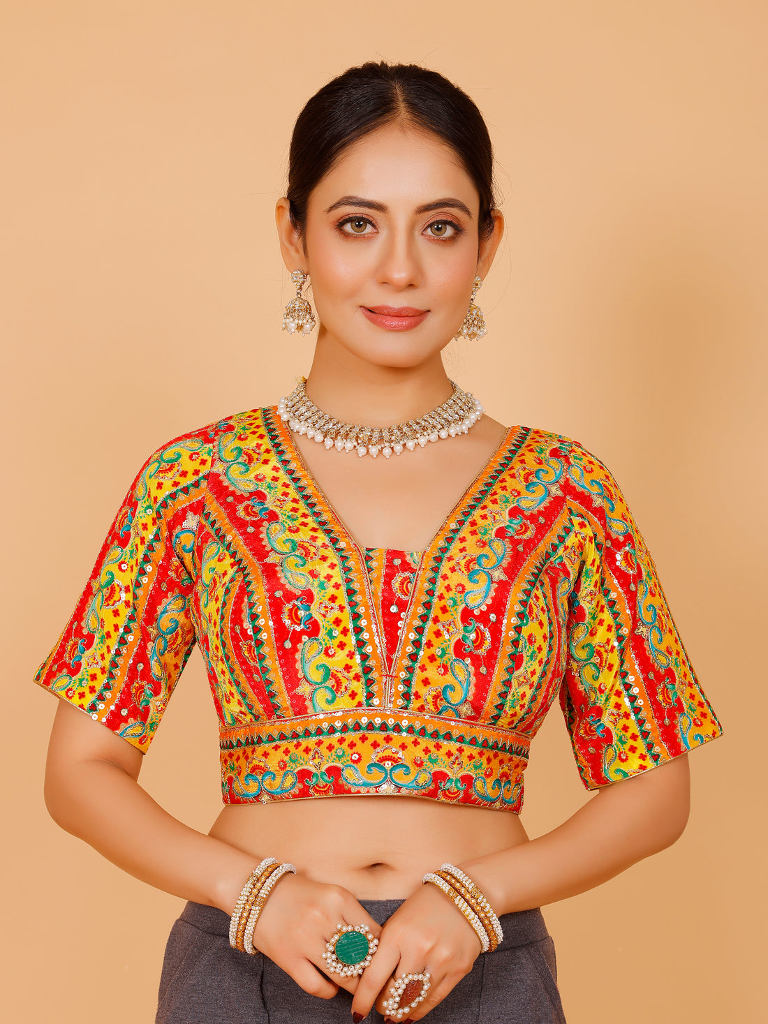 Ladies Silk Sequin Work Blouse