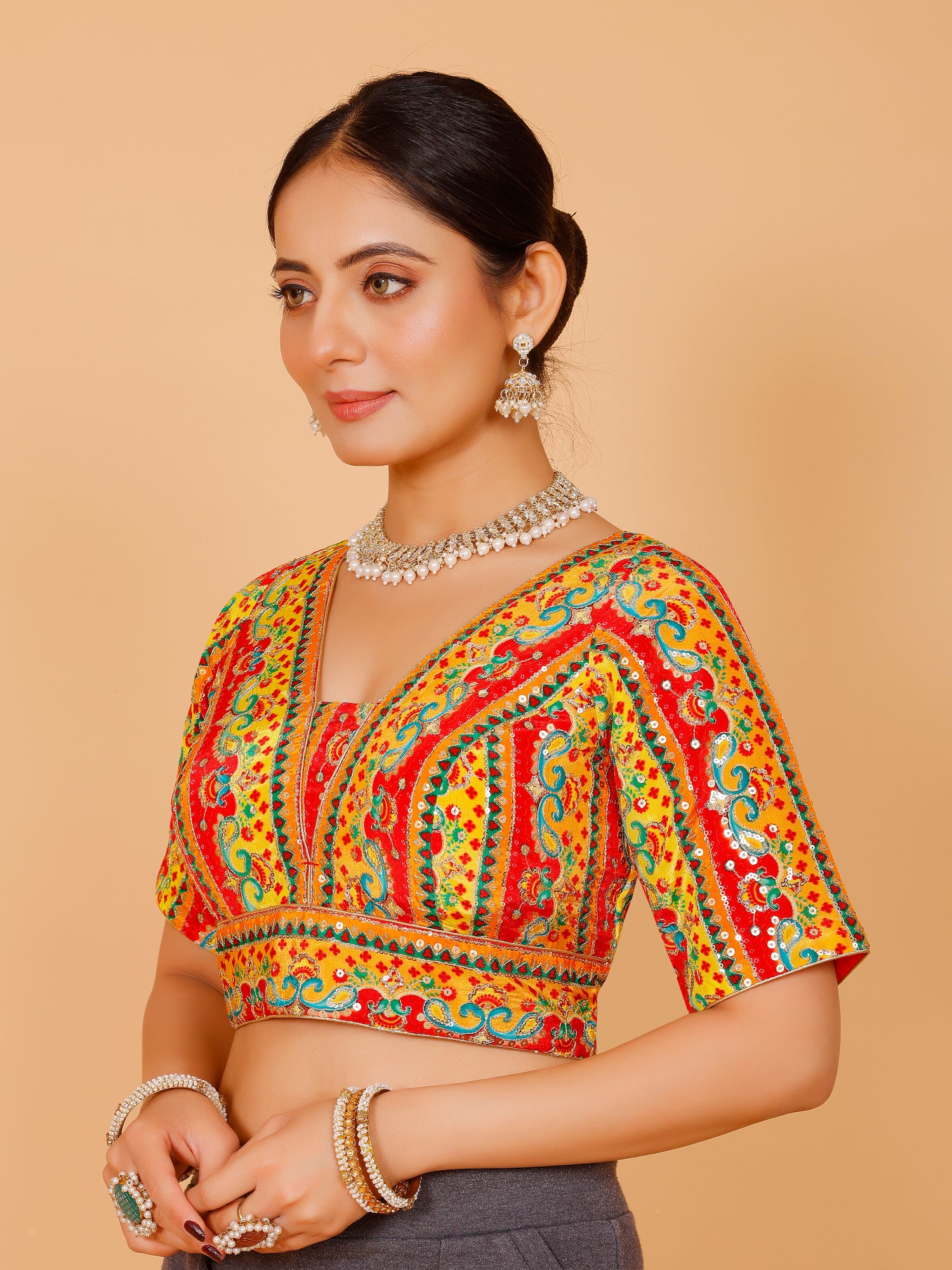 Ladies Silk Sequin Work Blouse