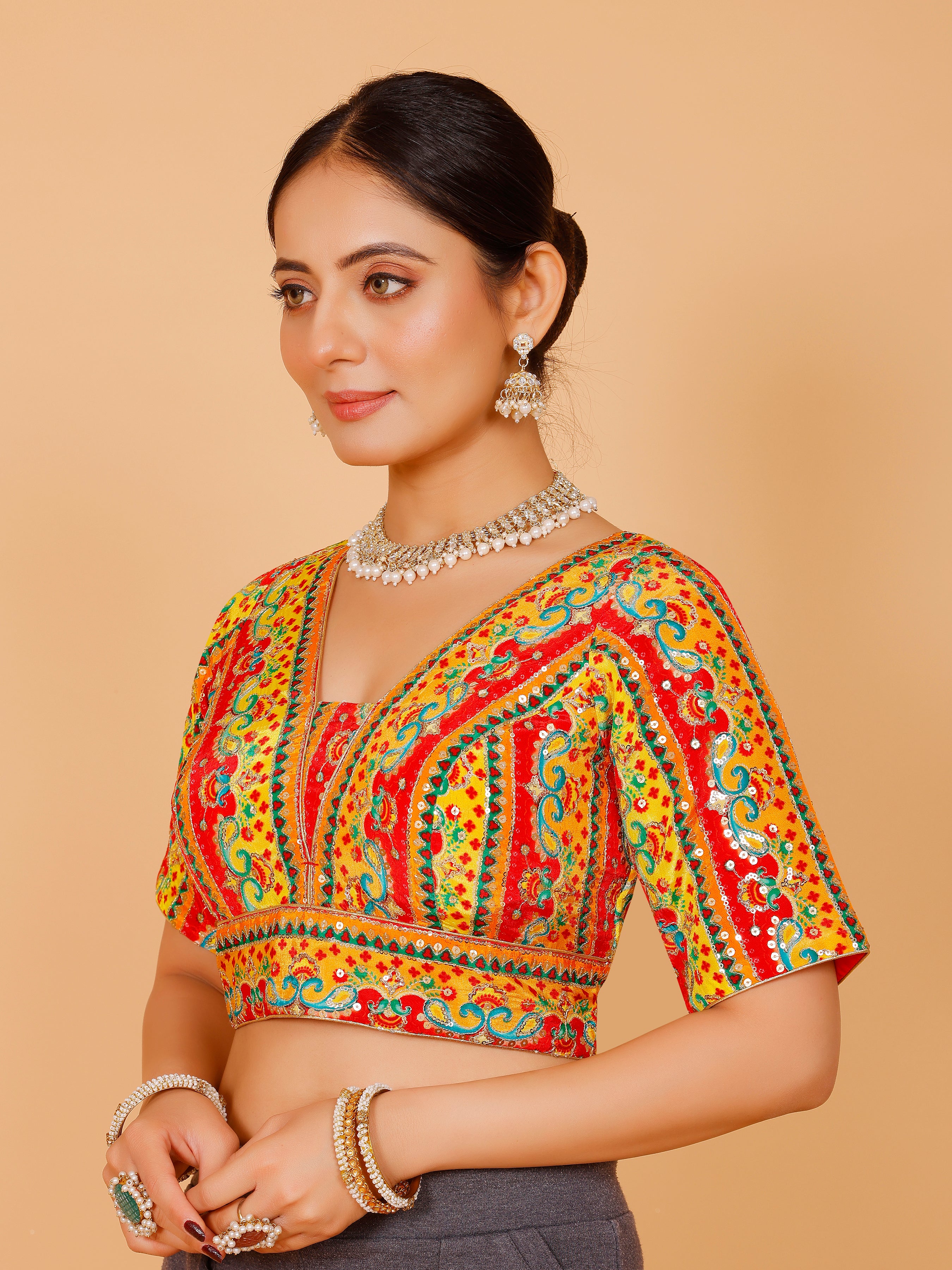 Ladies Silk Sequin Work Blouse