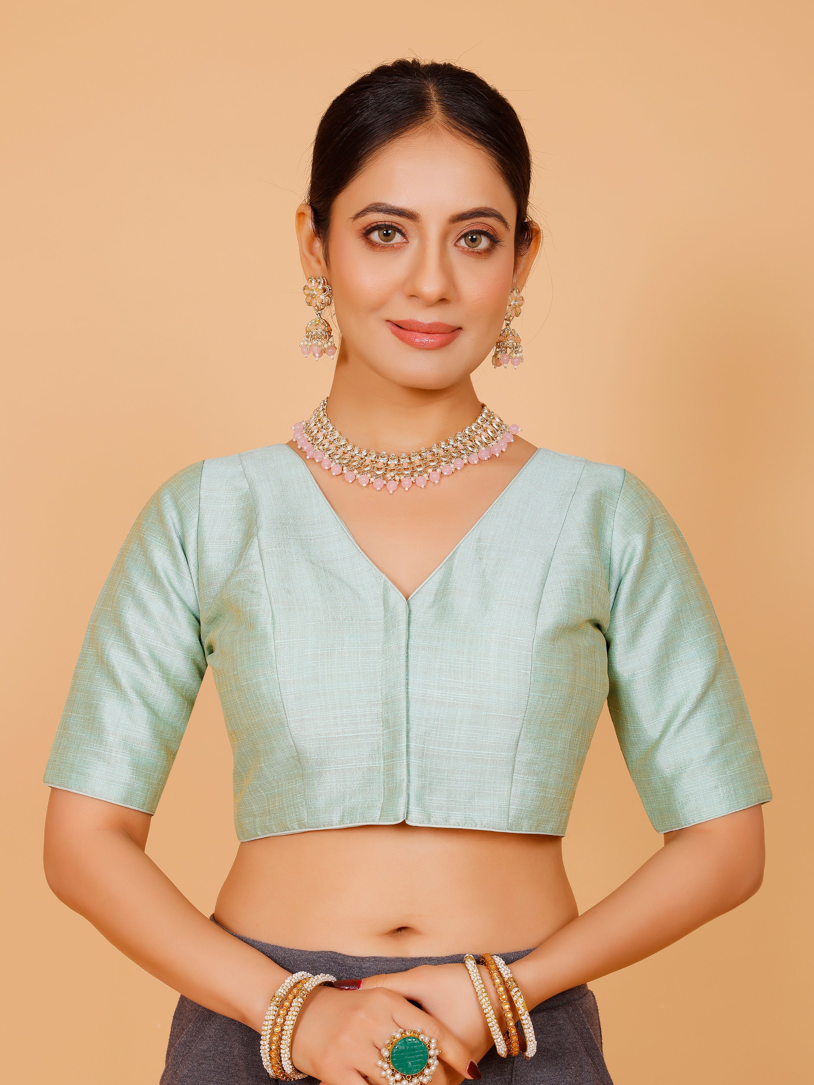 Ladies Silk Plain Blouse
