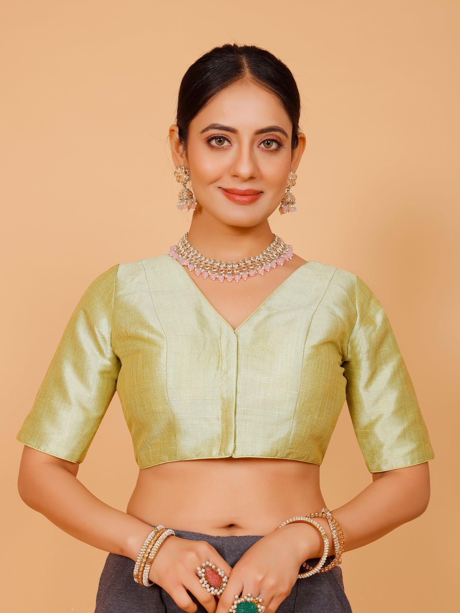 Ladies Silk Plain Blouse