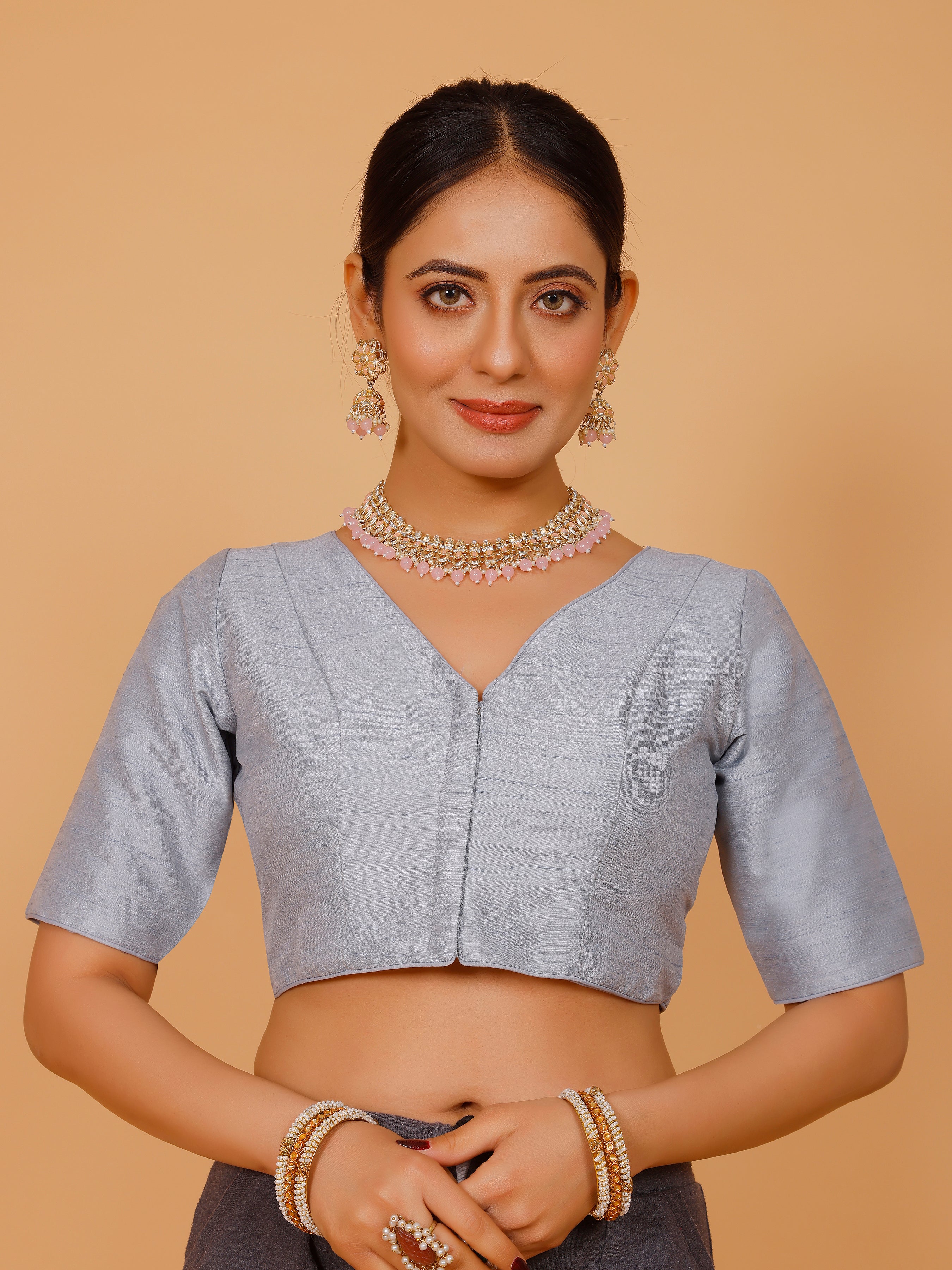 Ladies Silk Plain Blouse