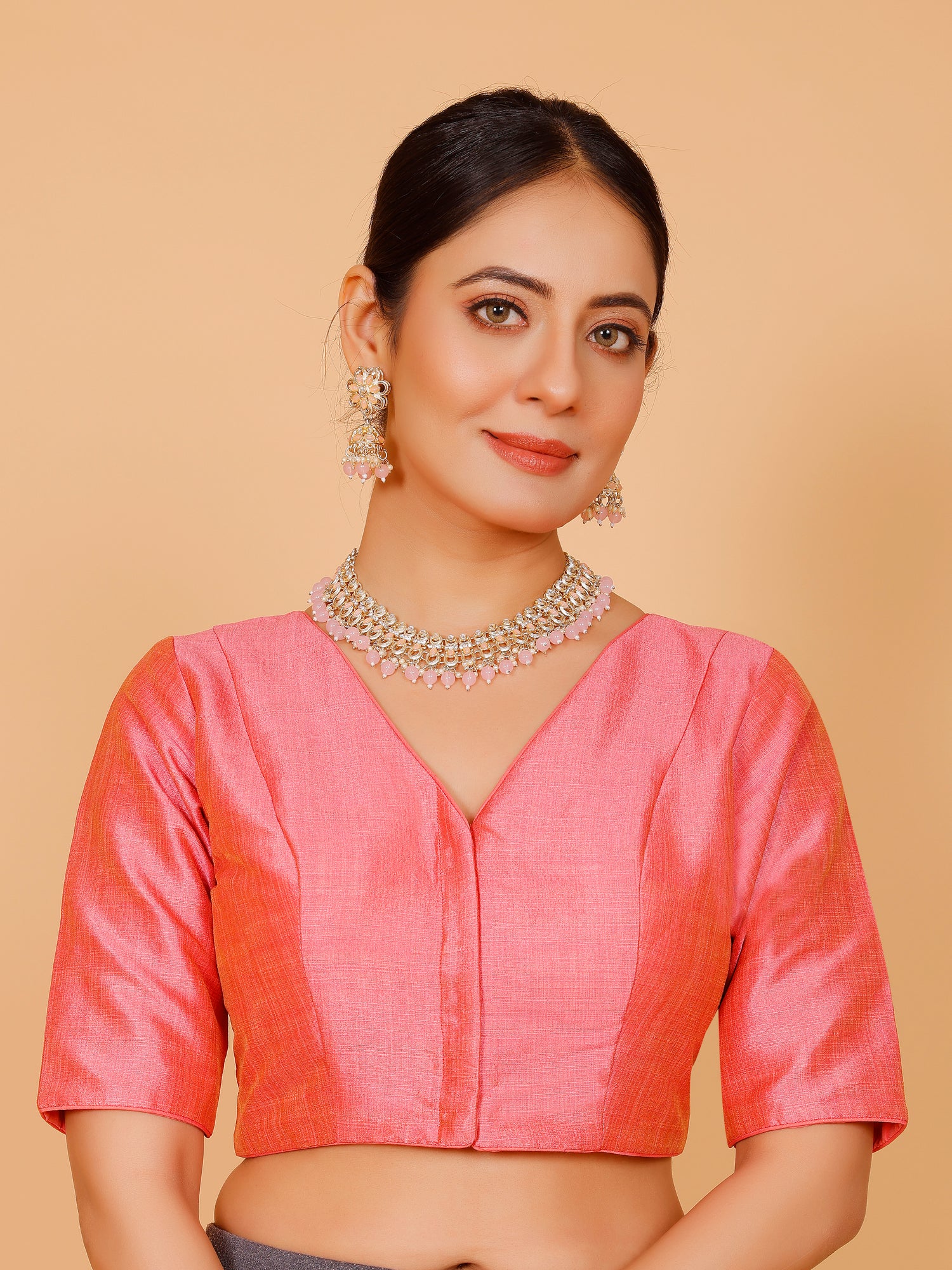 Ladies Silk Plain Blouse