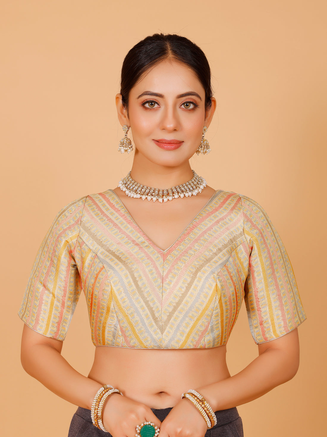 Silk Printed Blouse - Roop Darshan