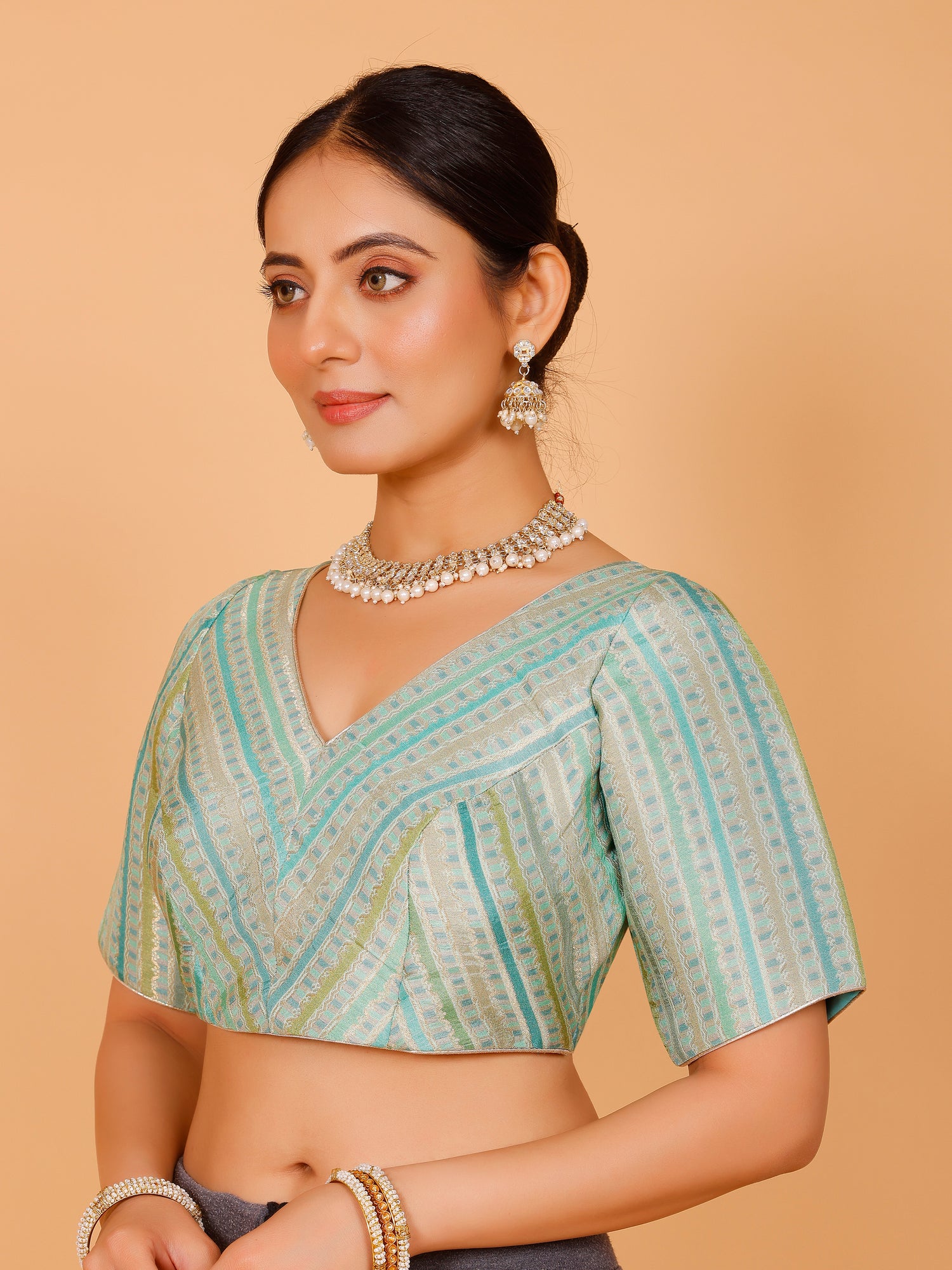 Silk Printed Blouse - Roop Darshan