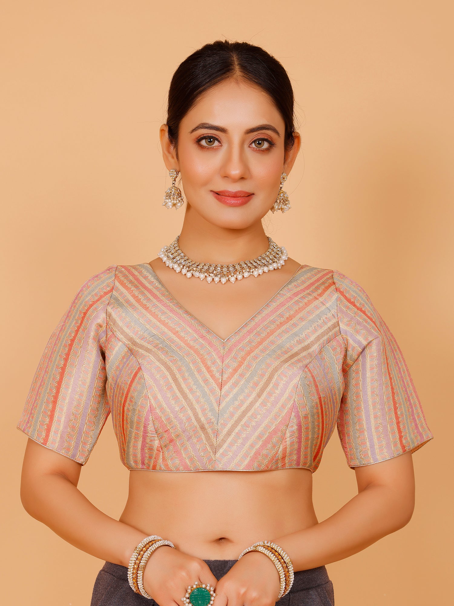 Silk Printed Blouse - Roop Darshan