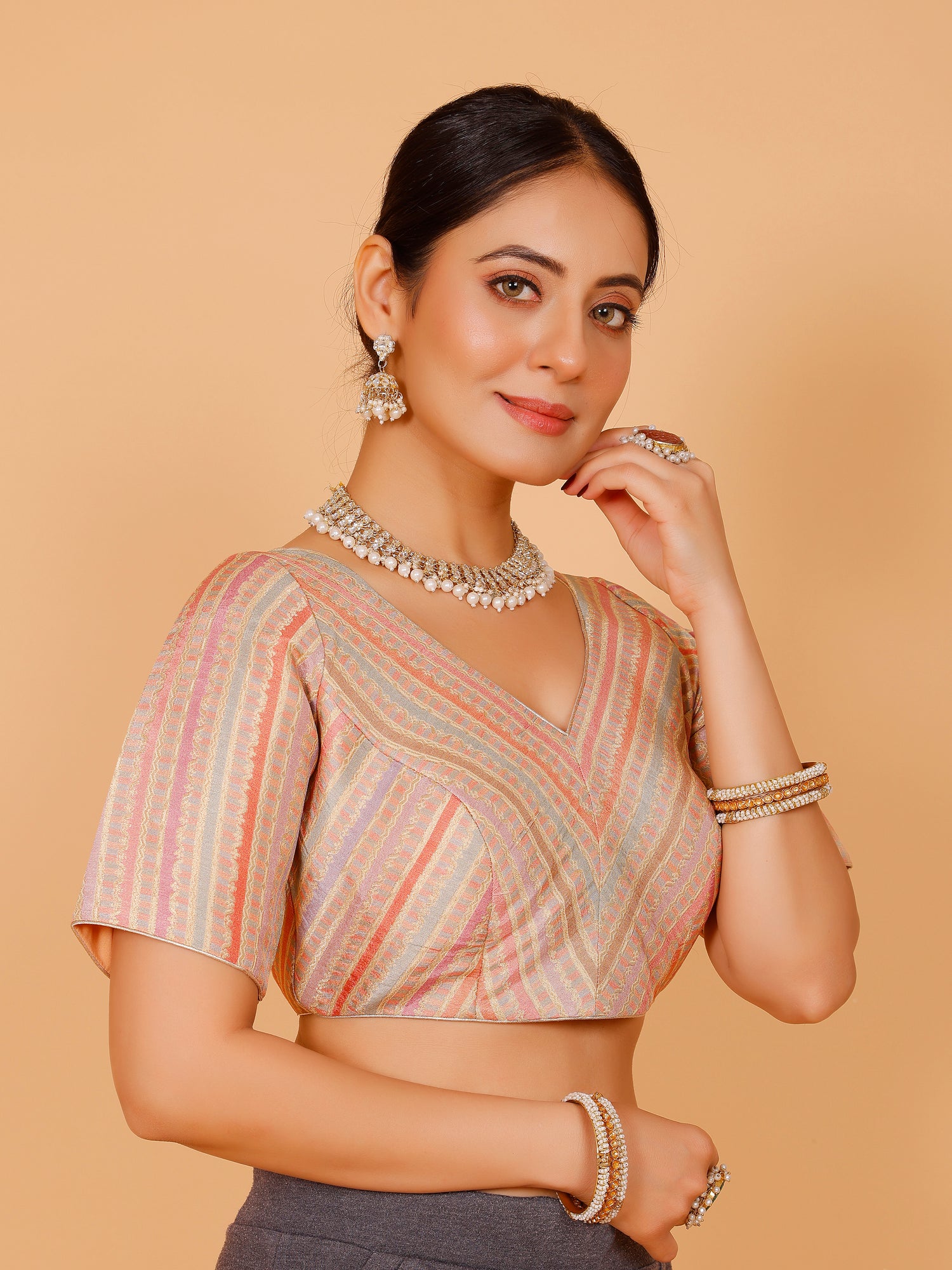 Silk Printed Blouse - Roop Darshan