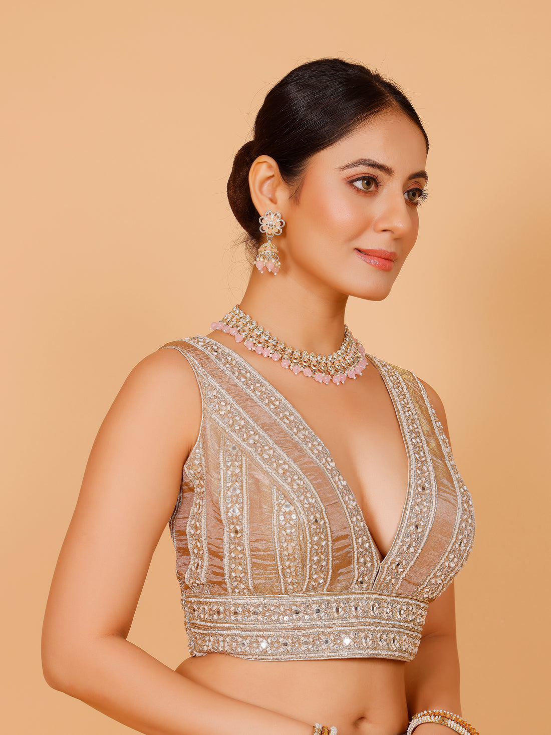 Ladies Silk Stone Work Blouse - Roop Darshan