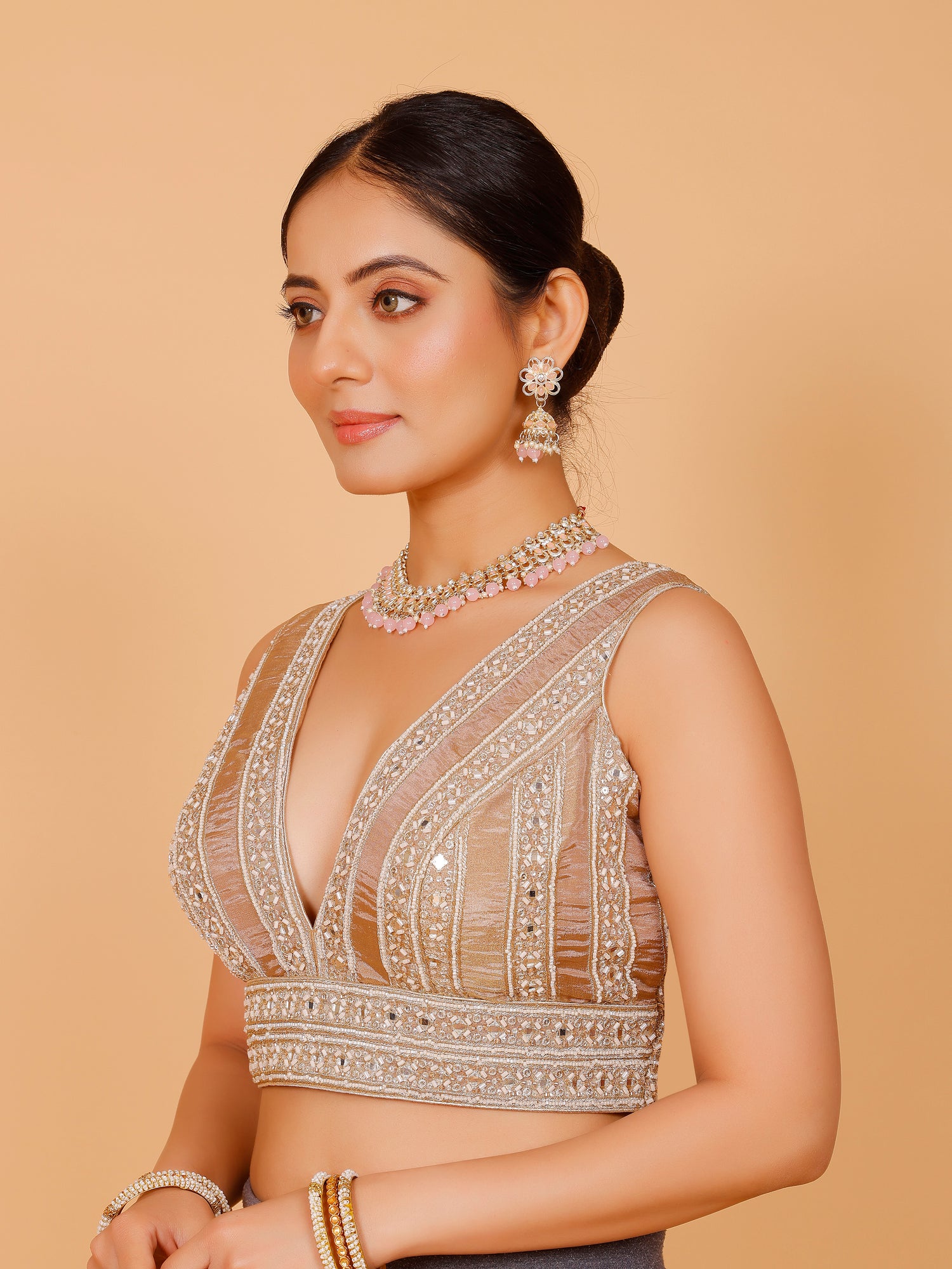 Ladies Silk Stone Work Blouse - Roop Darshan