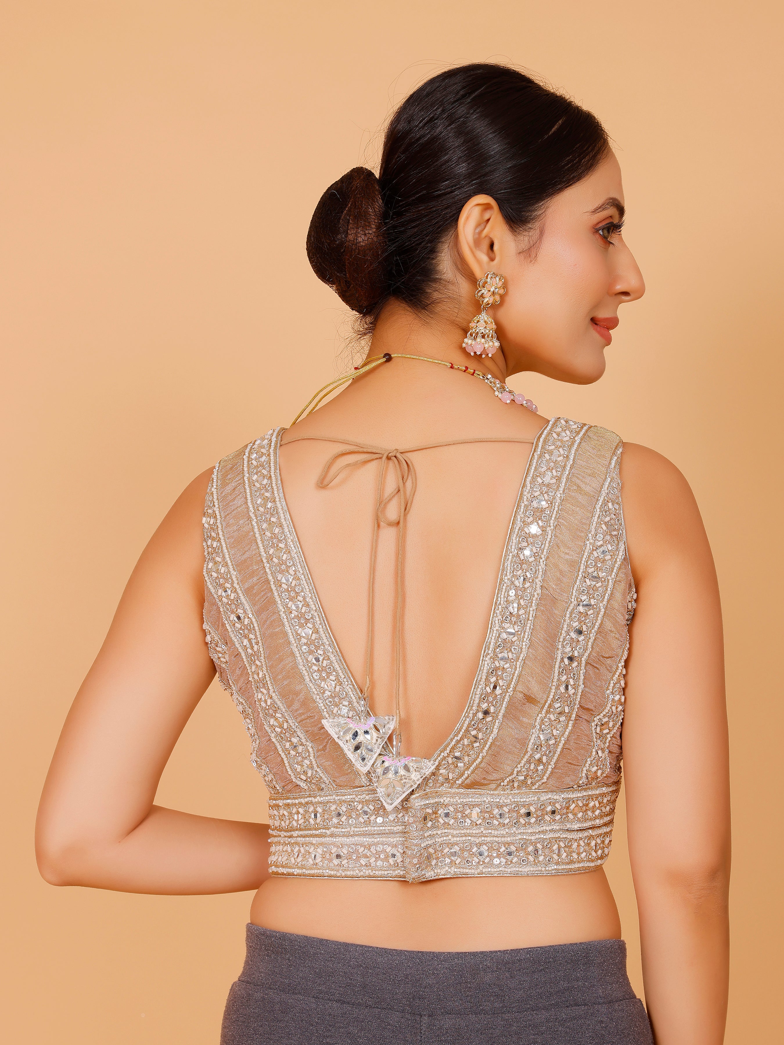 Ladies Silk Stone Work Blouse - Roop Darshan