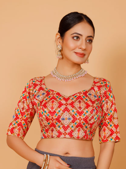 Silk Printed Blouse - Roop Darshan