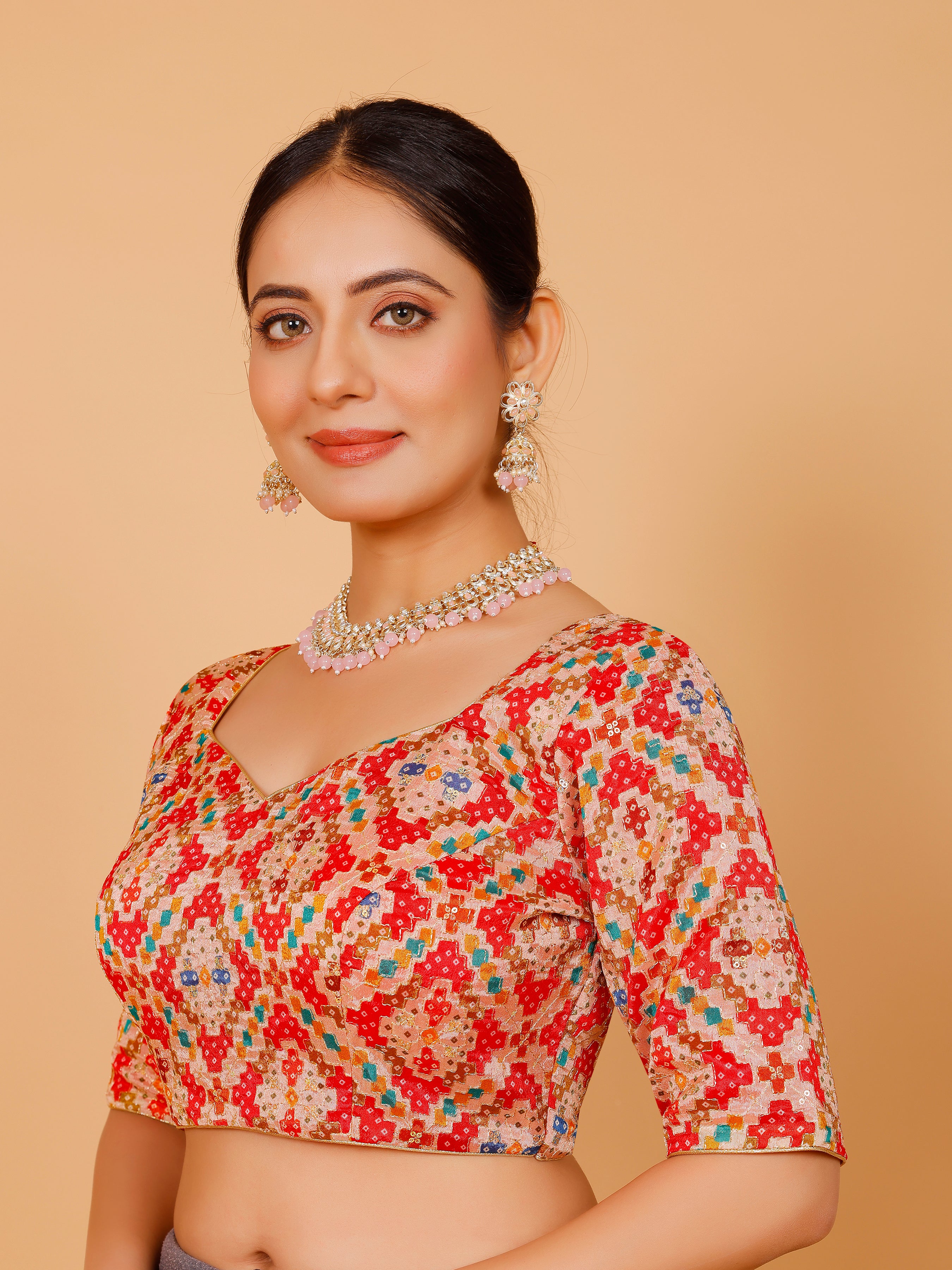 Silk Printed Blouse - Roop Darshan