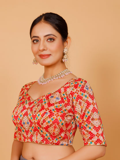 Silk Printed Blouse - Roop Darshan