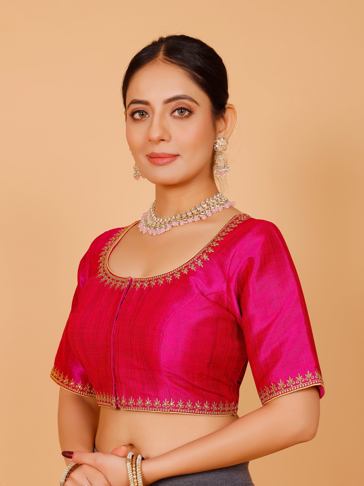 Silk Zari Work Blouse - Roop Darshan