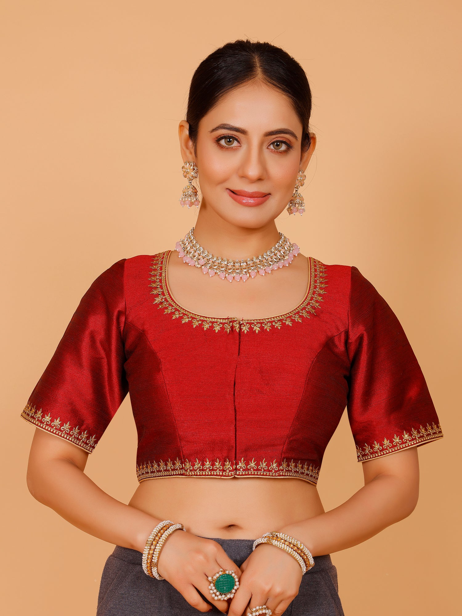 Silk Zari Work Blouse - Roop Darshan