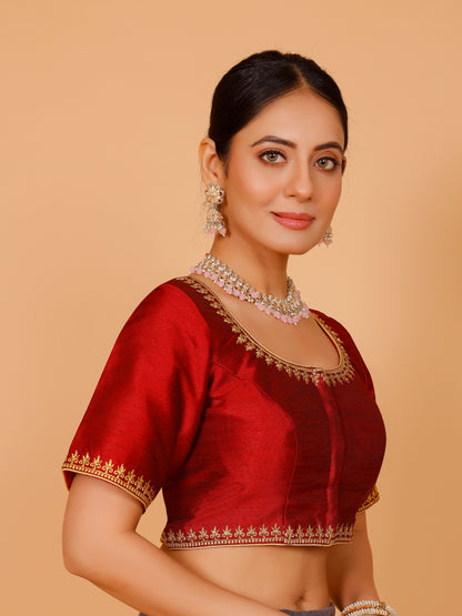 Silk Zari Work Blouse - Roop Darshan