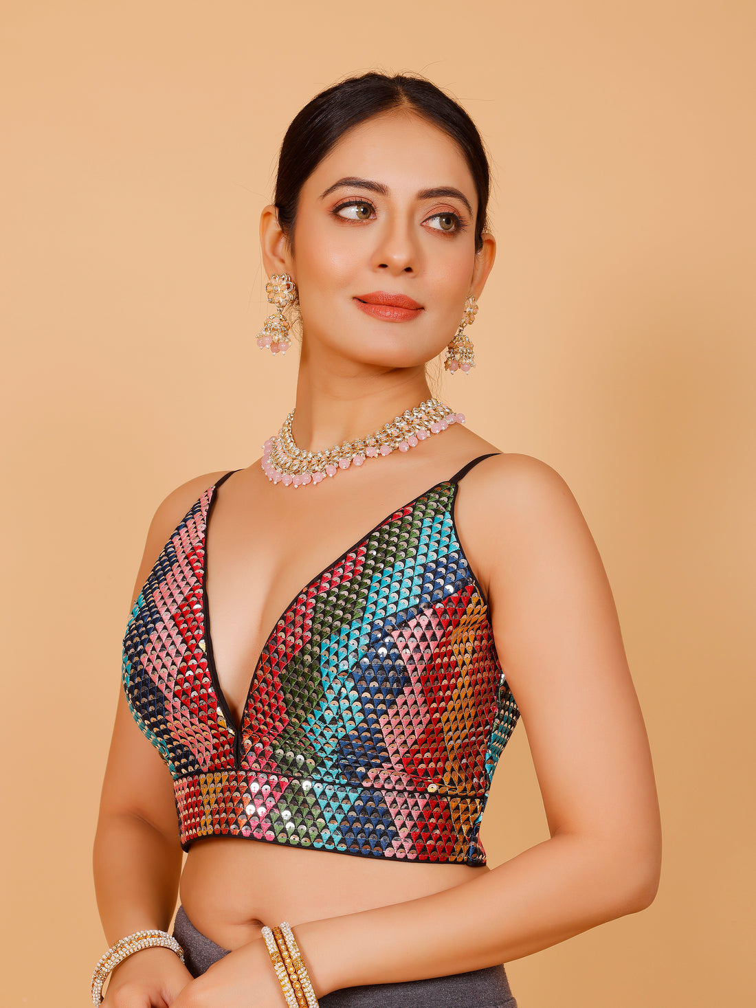Ladies Georgette Sequin Work Blouse