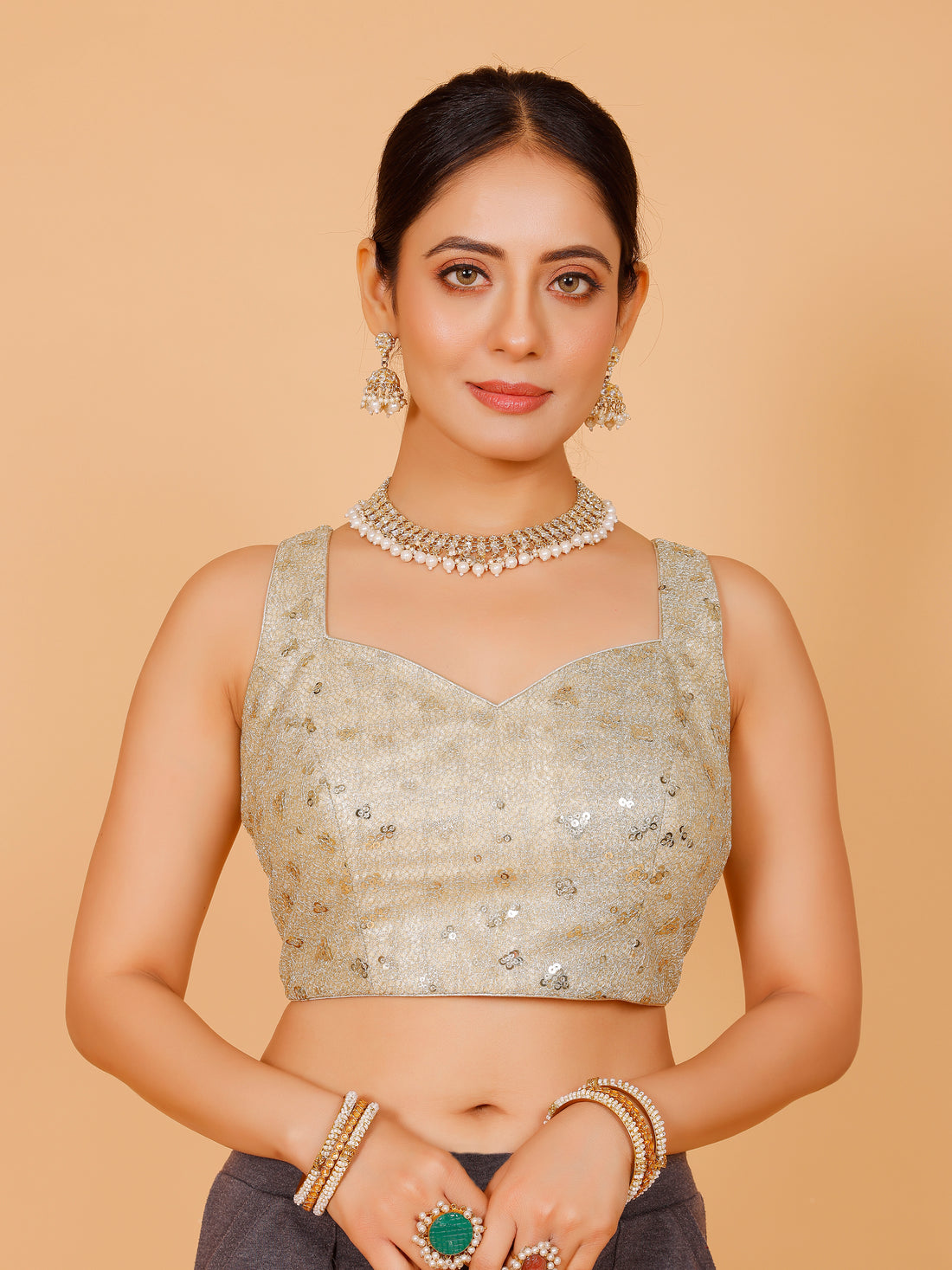 Silk Sequin Tiki Work Blouse - Roop Darshan