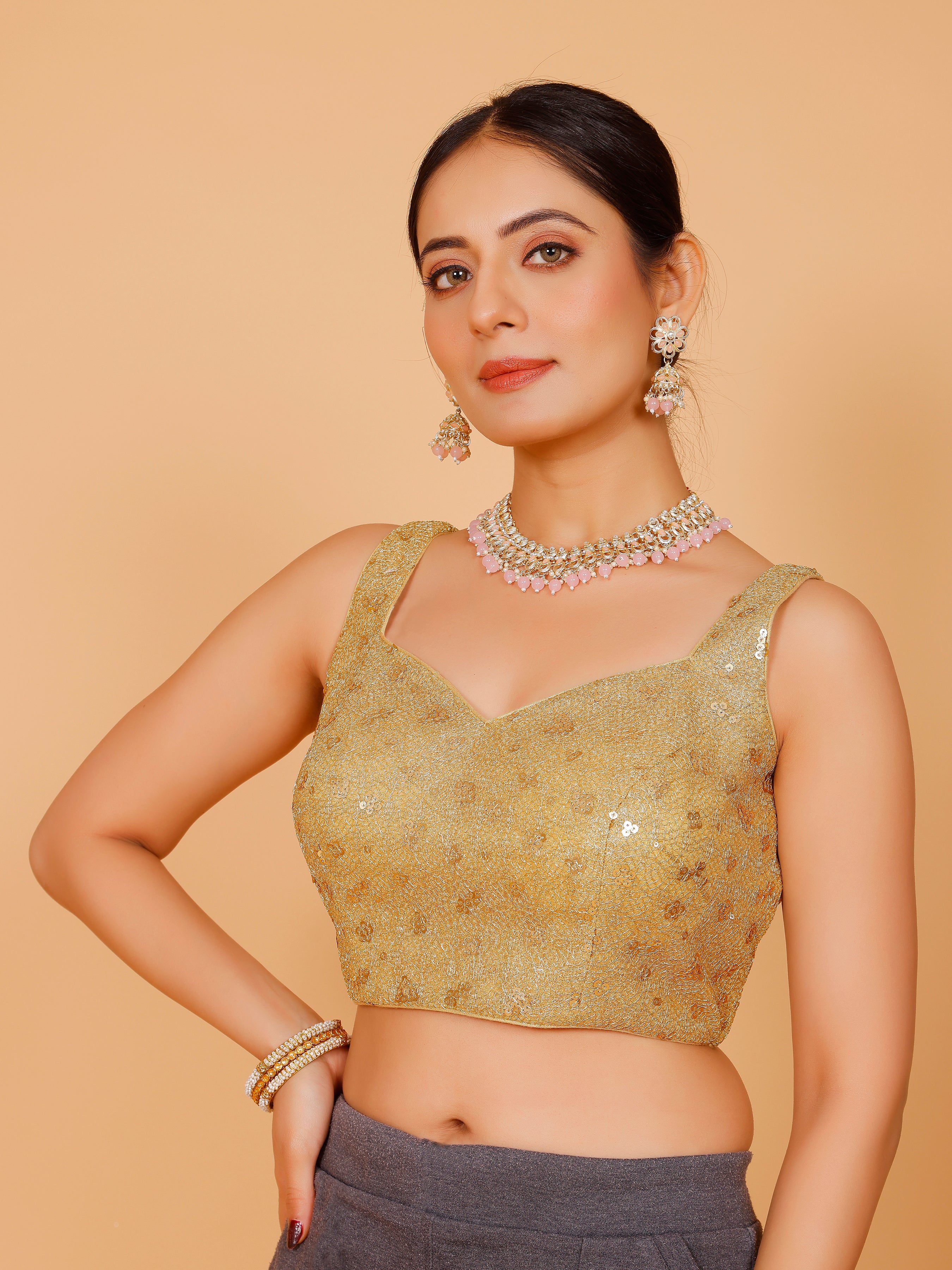 Silk Sequin Tiki Work Blouse - Roop Darshan