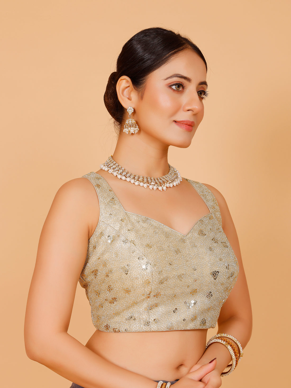 Silk Sequin Tiki Work Blouse - Roop Darshan
