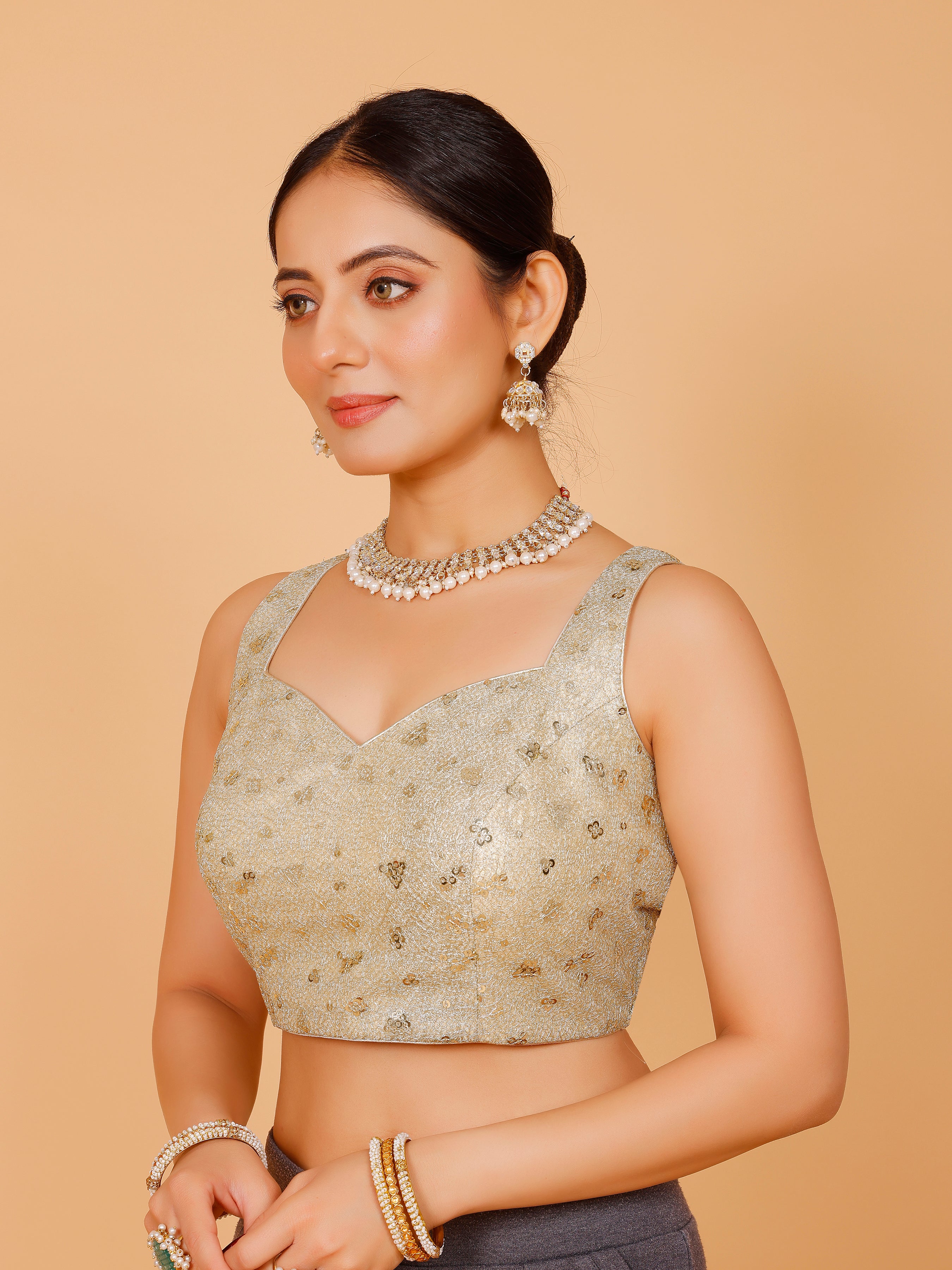 Silk Sequin Tiki Work Blouse - Roop Darshan