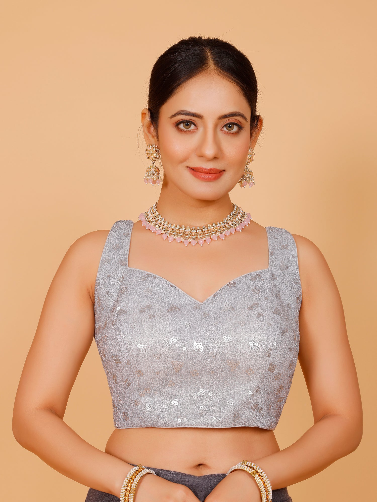 Silk Sequin Tiki Work Blouse - Roop Darshan