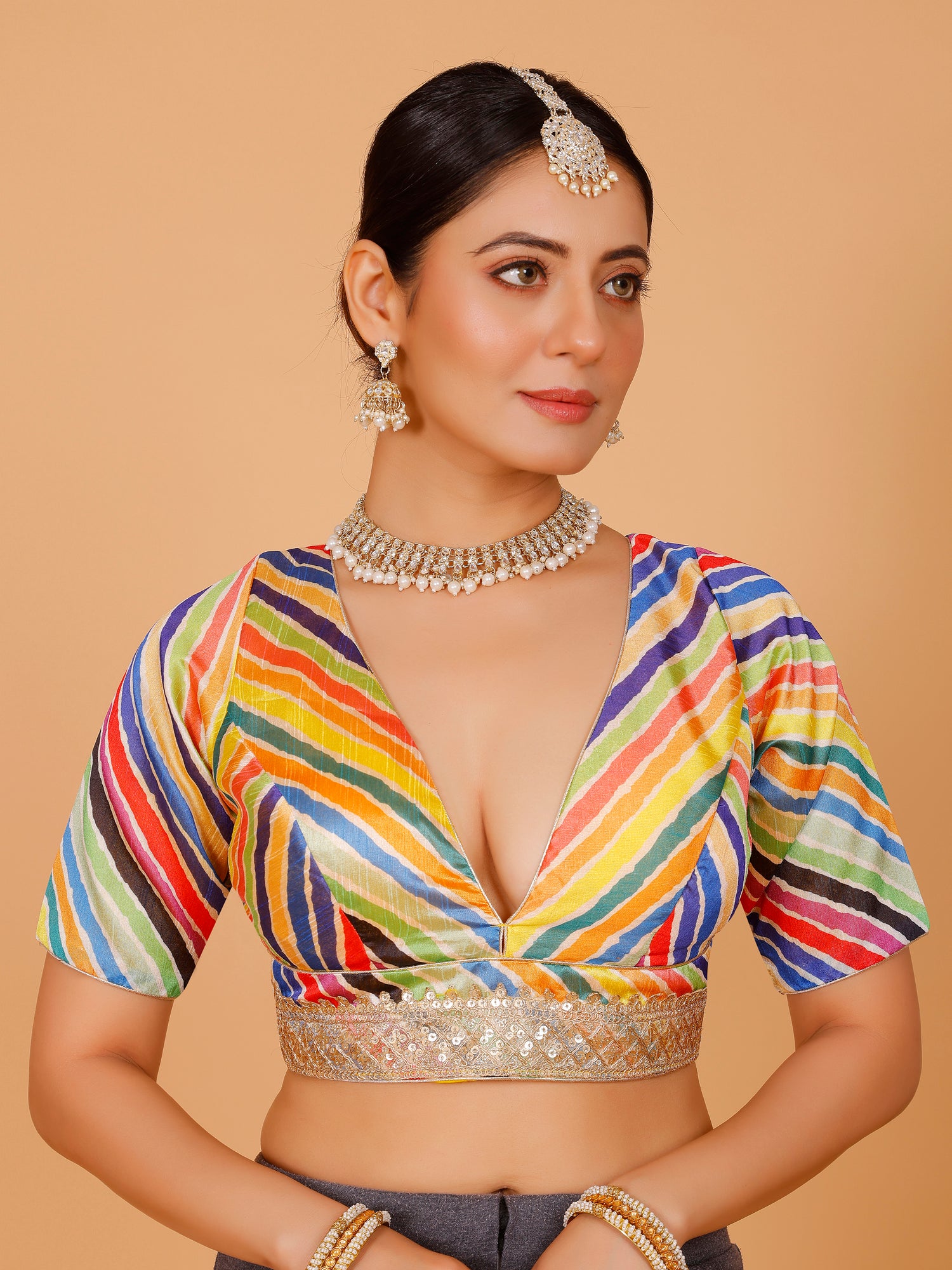 Silk Zari Tiki Work Blouse - Roop Darshan
