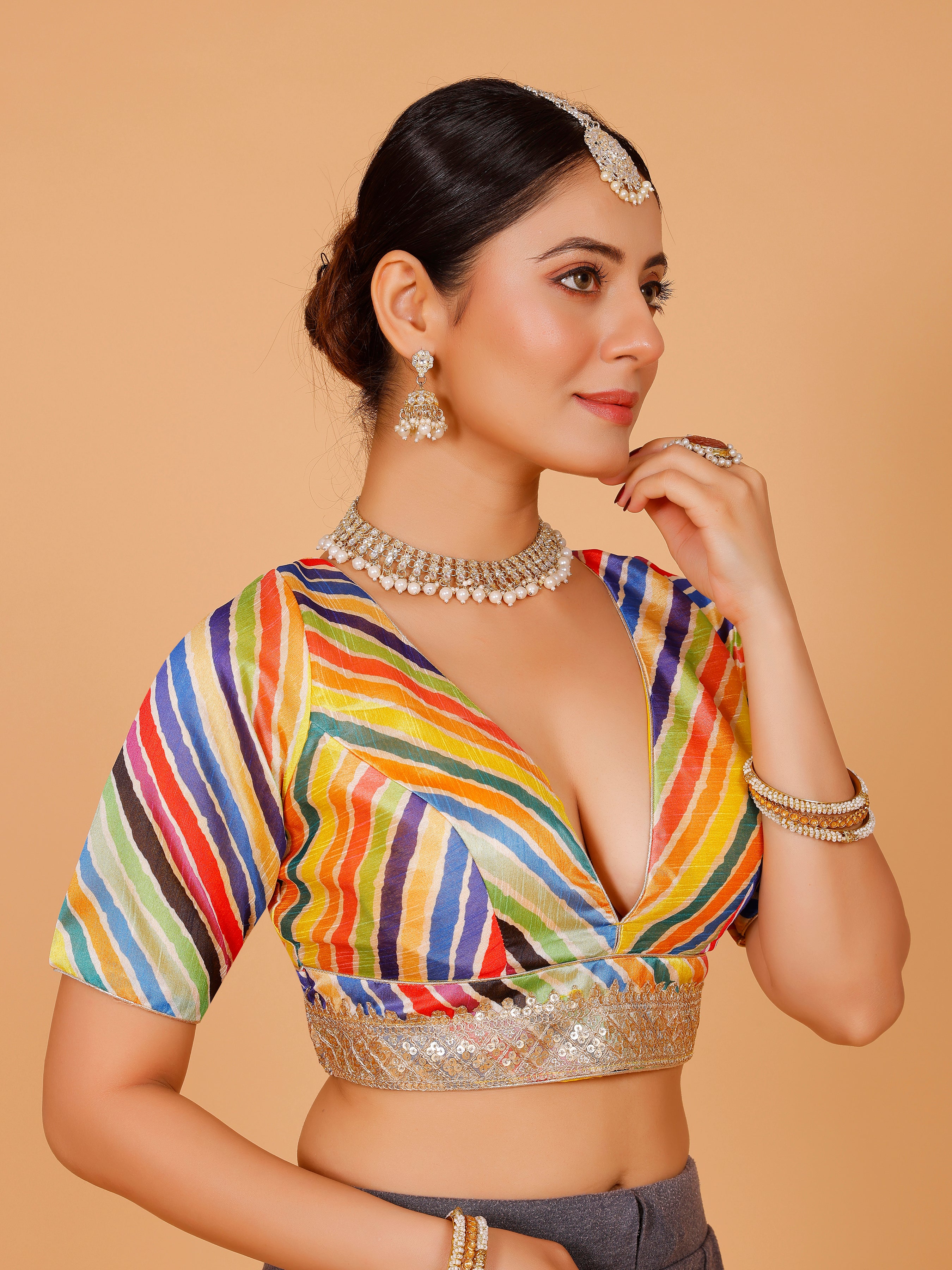 Silk Zari Tiki Work Blouse - Roop Darshan