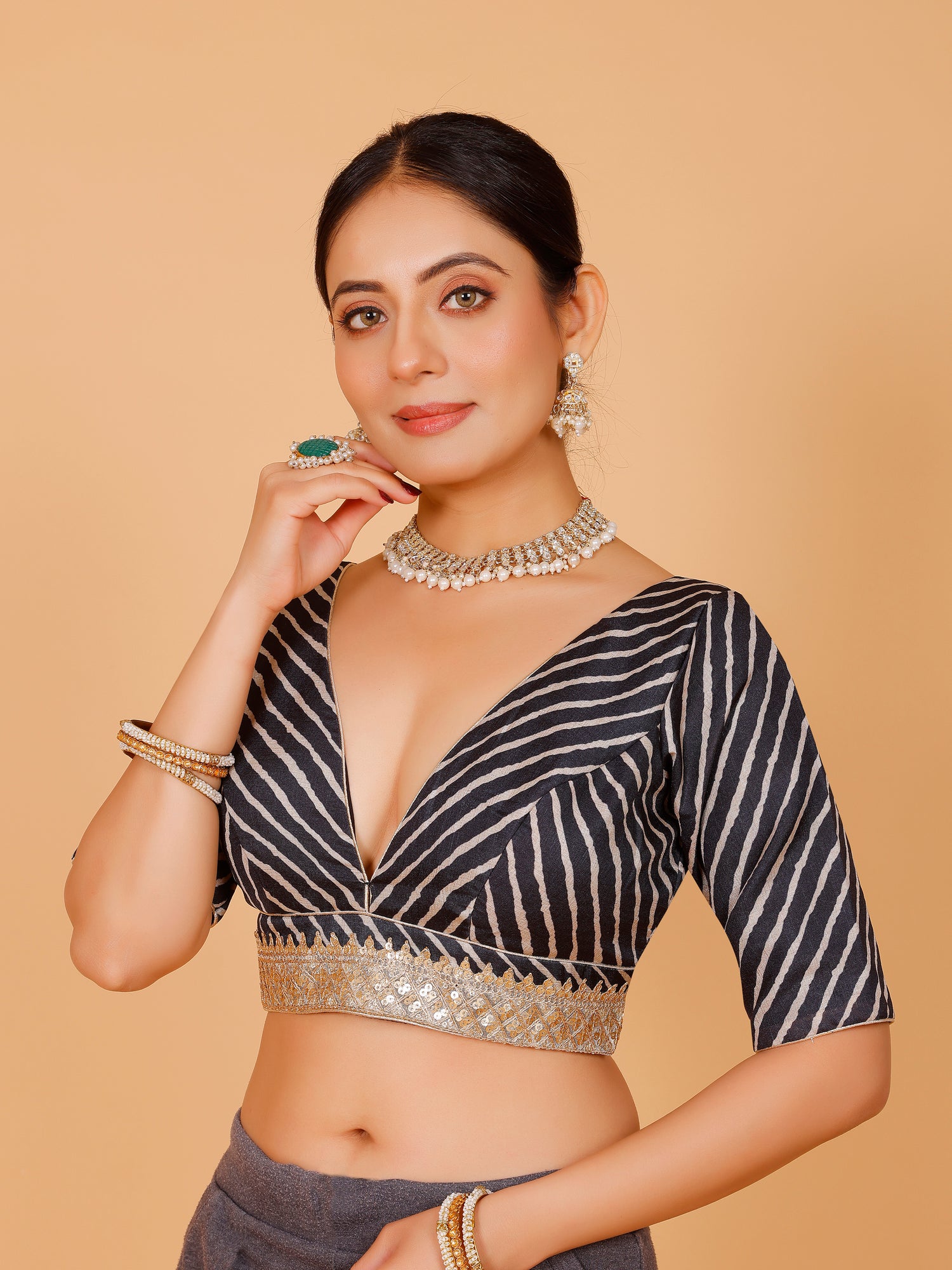 Silk Zari Tiki Work Blouse - Roop Darshan