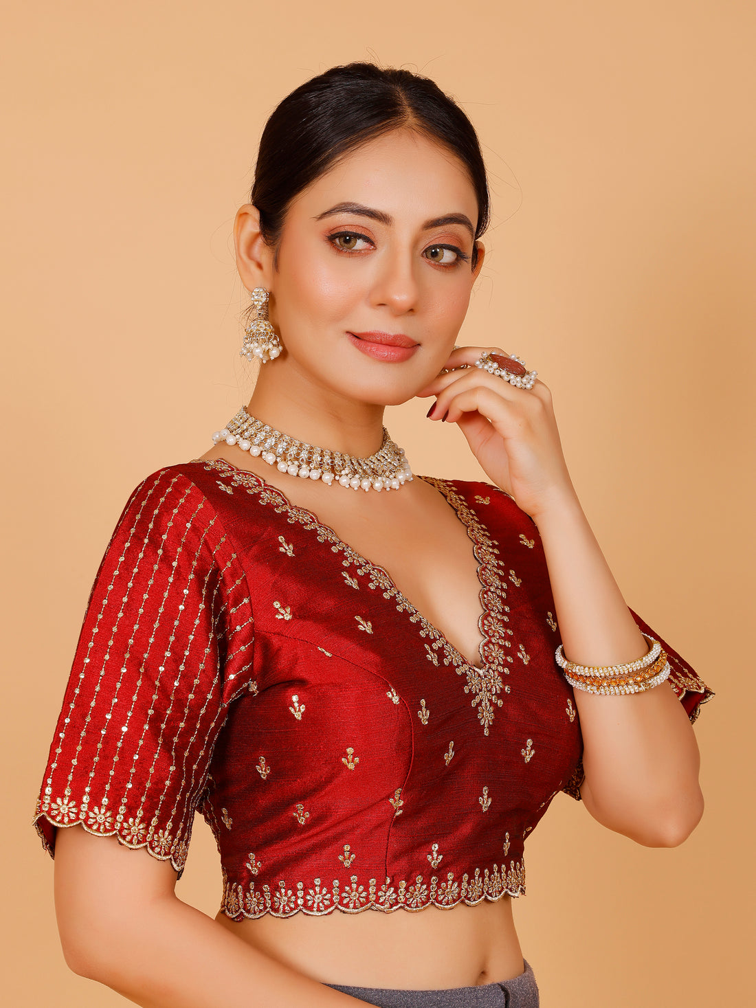 Silk Zari Work Blouse - Roop Darshan
