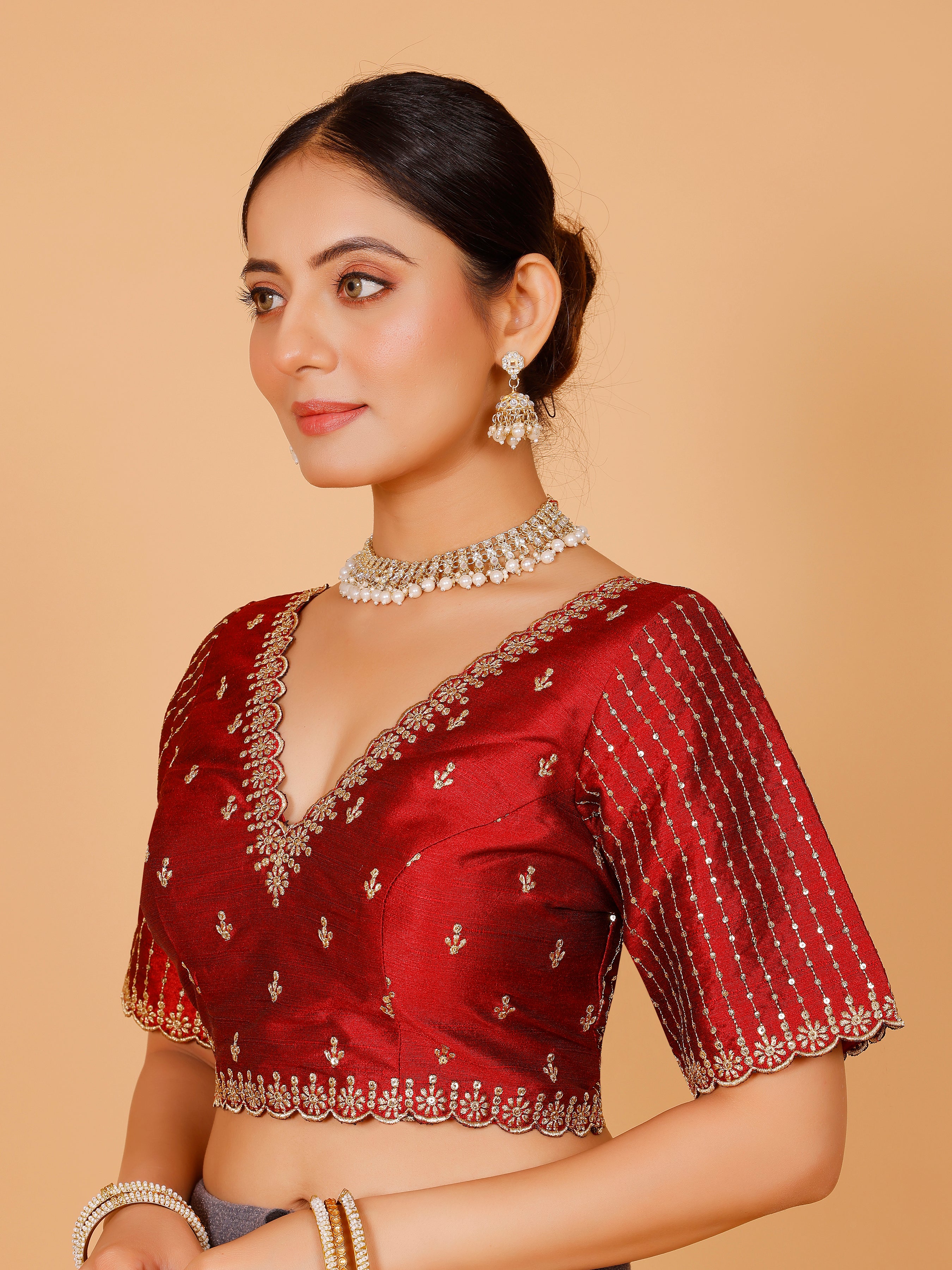 Silk Zari Work Blouse - Roop Darshan