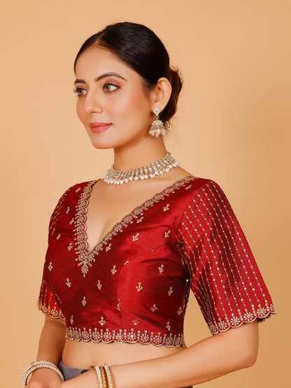 Silk Zari Work Blouse - Roop Darshan