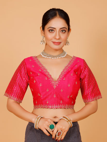 Silk Zari Work Blouse - Roop Darshan
