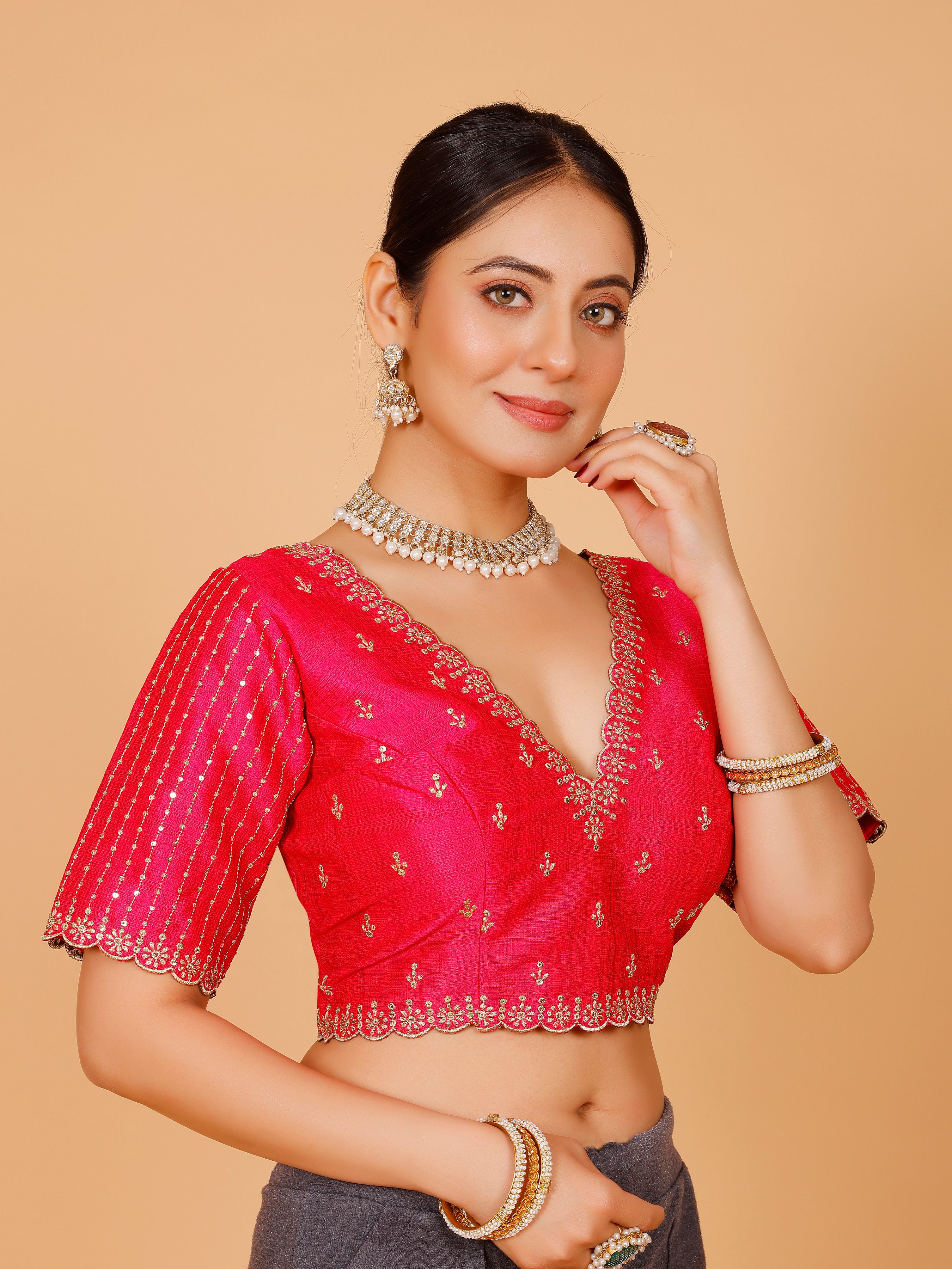 Silk Zari Work Blouse - Roop Darshan