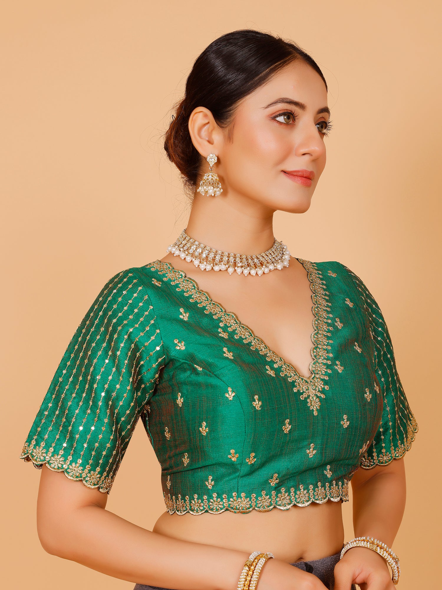 Silk Zari Work Blouse - Roop Darshan