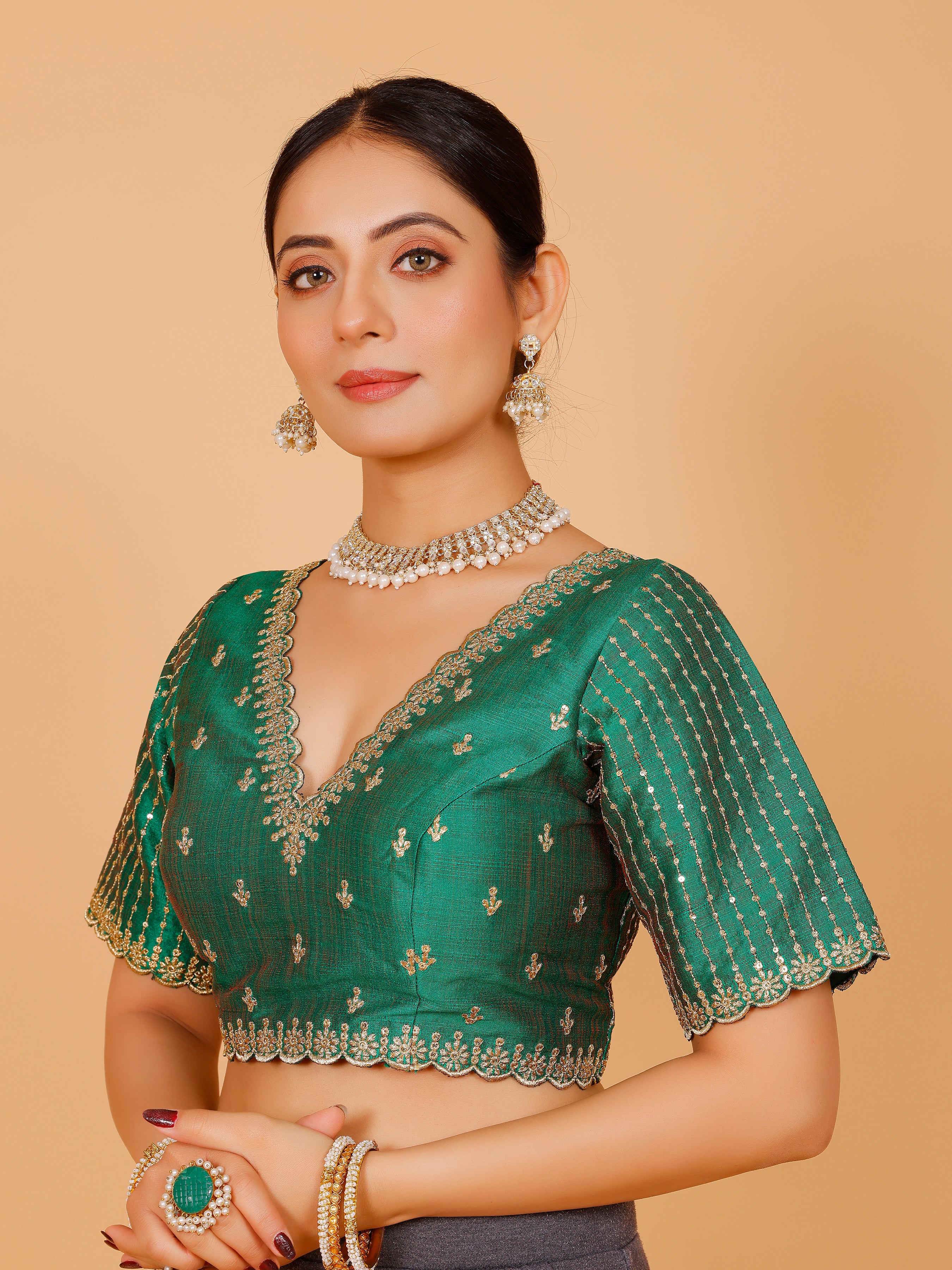 Silk Zari Work Blouse - Roop Darshan
