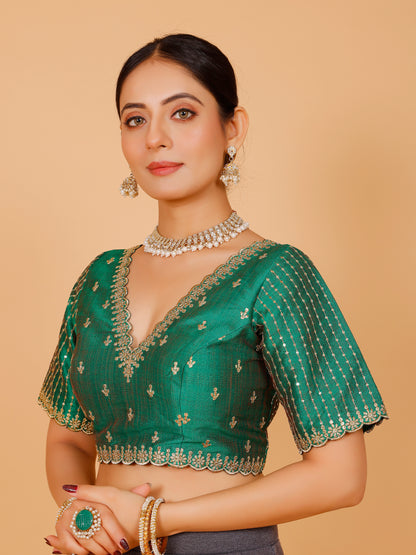 Silk Zari Work Blouse - Roop Darshan