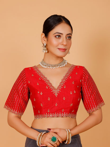 Silk Zari Work Blouse - Roop Darshan