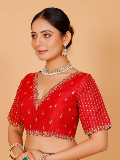 Silk Zari Work Blouse - Roop Darshan