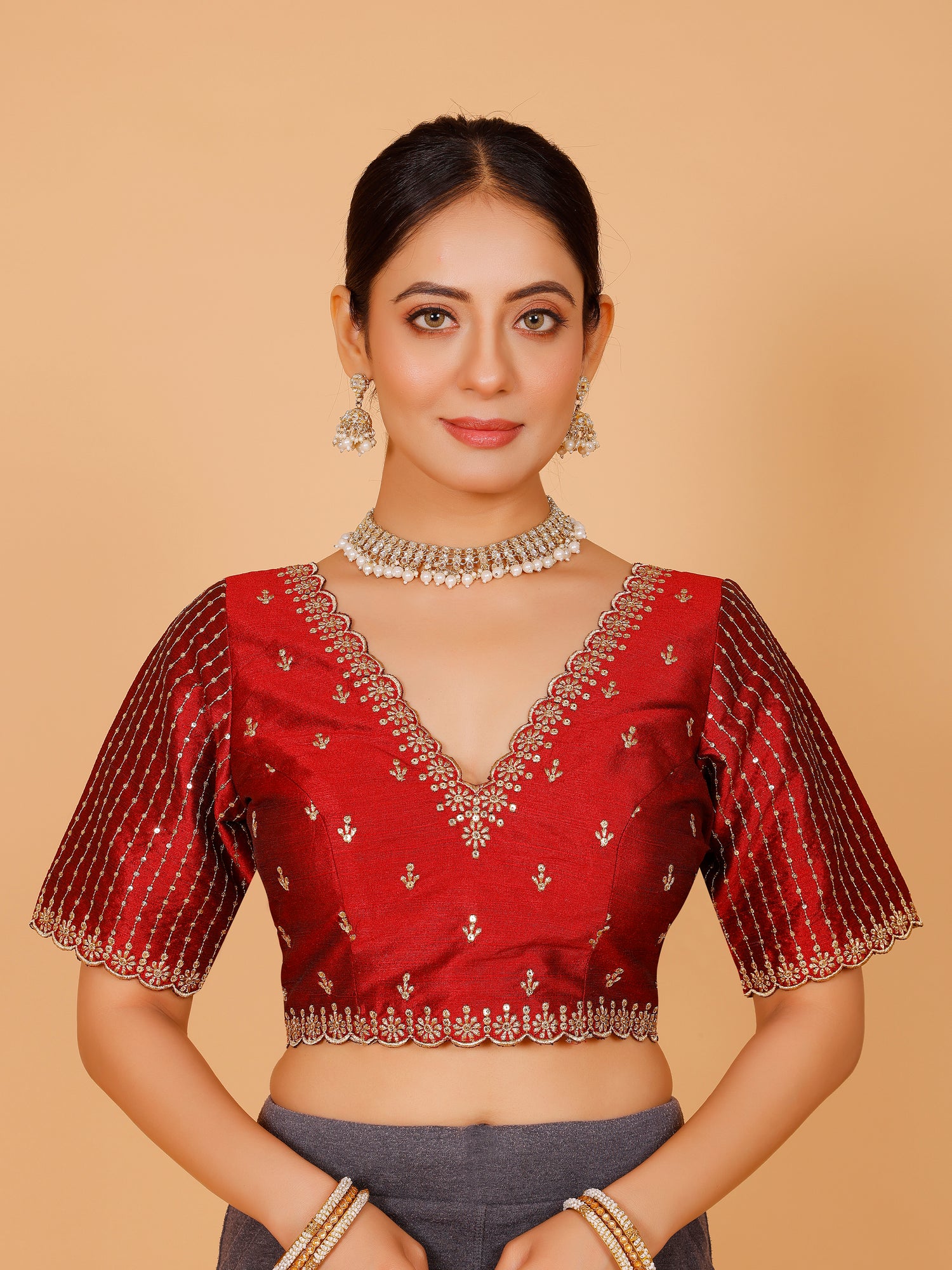 Silk Zari Work Blouse - Roop Darshan