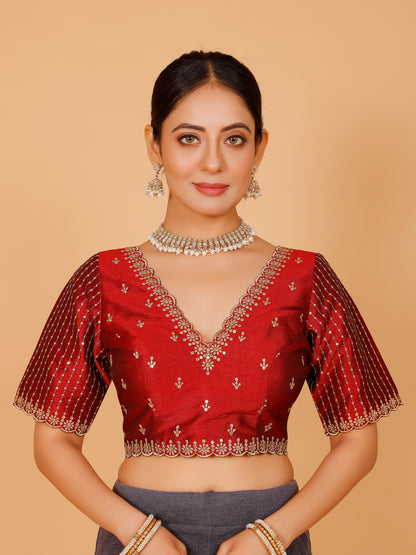 Silk Zari Work Blouse - Roop Darshan