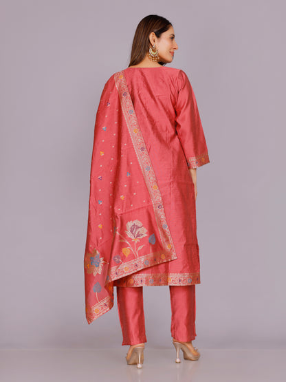 Aadhya Silk Straight-cut Suit - Roop Darshan