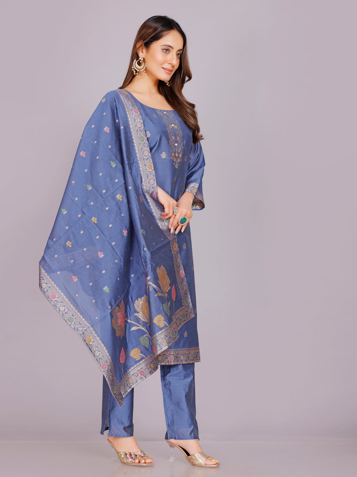 Aadhya Silk Straight-cut Suit - Roop Darshan