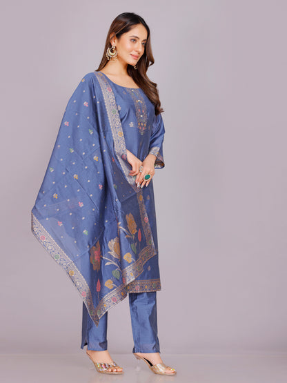 Aadhya Silk Straight-cut Suit - Roop Darshan