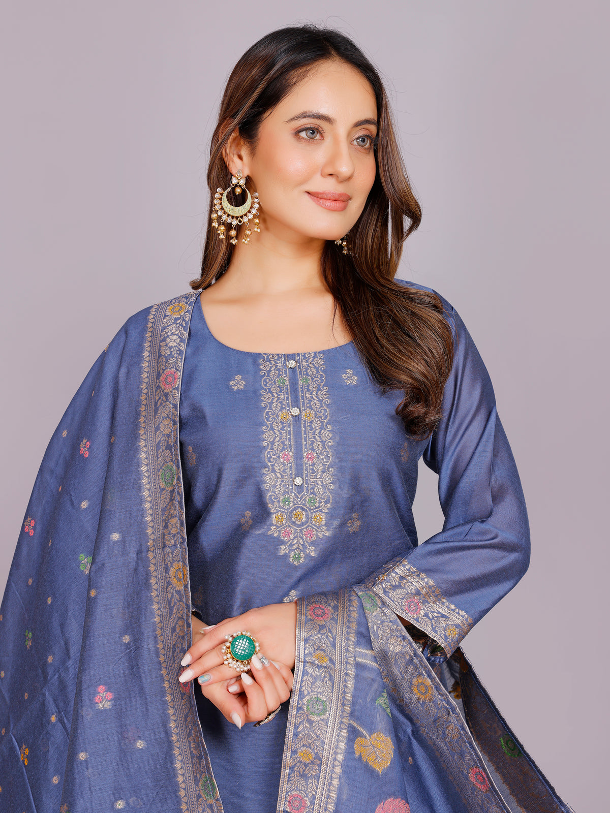 Aadhya Silk Straight-cut Suit - Roop Darshan