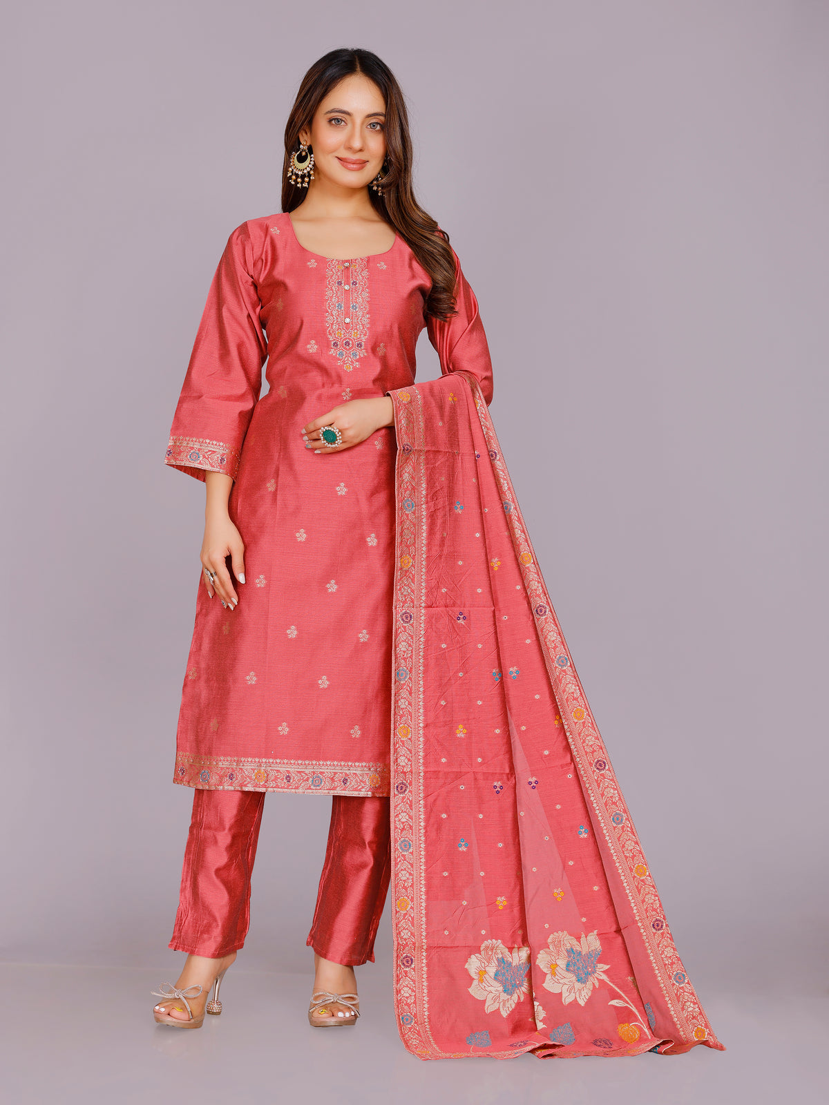 Aadhya Silk Straight-cut Suit - Roop Darshan